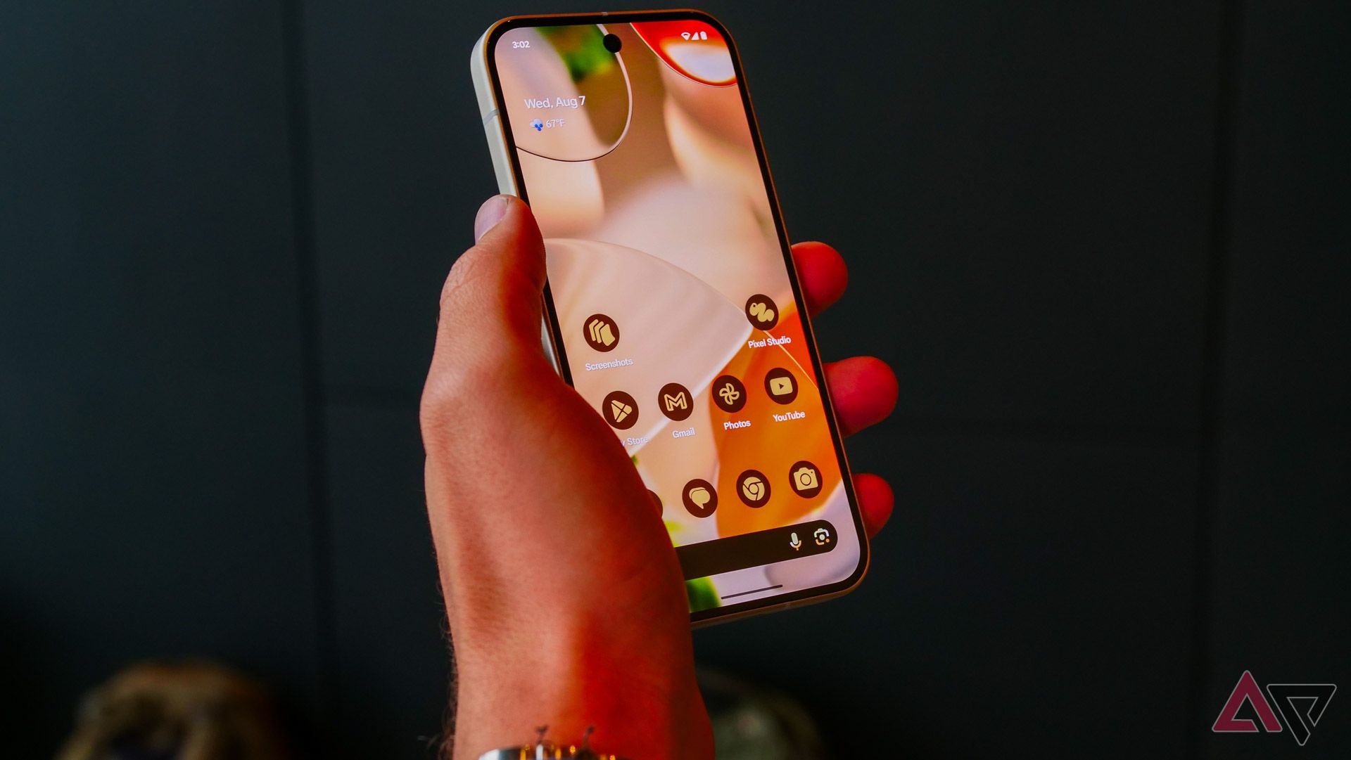 a Google Pixel 9 is held in a person's hand