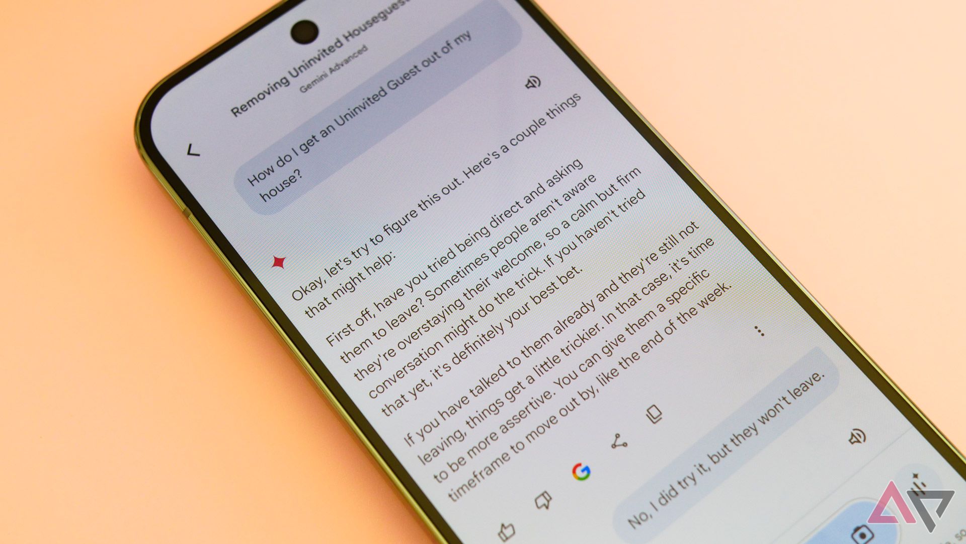 A conversation log held with Gemini Live on the Pixel 9 Pro