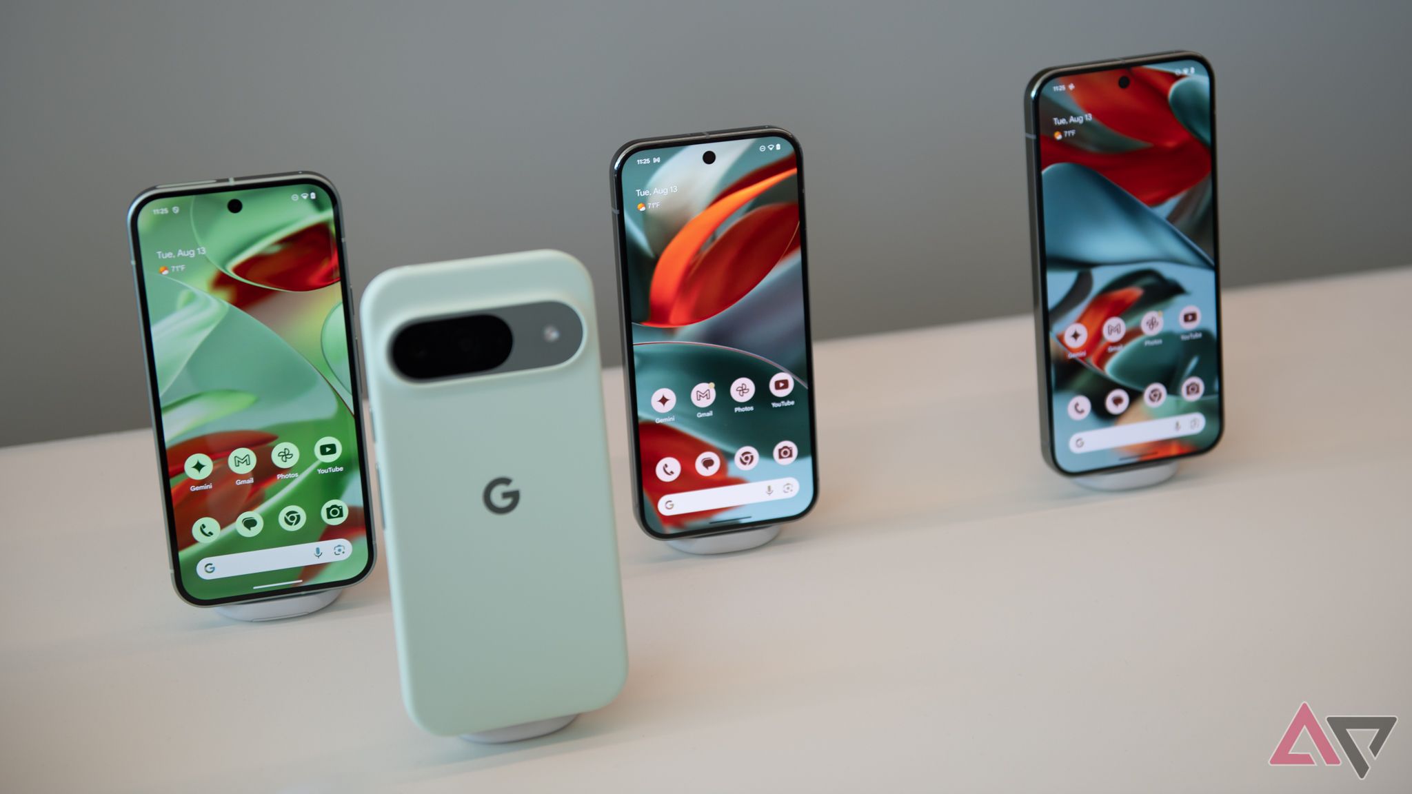 The Google pixel 9 series with cases