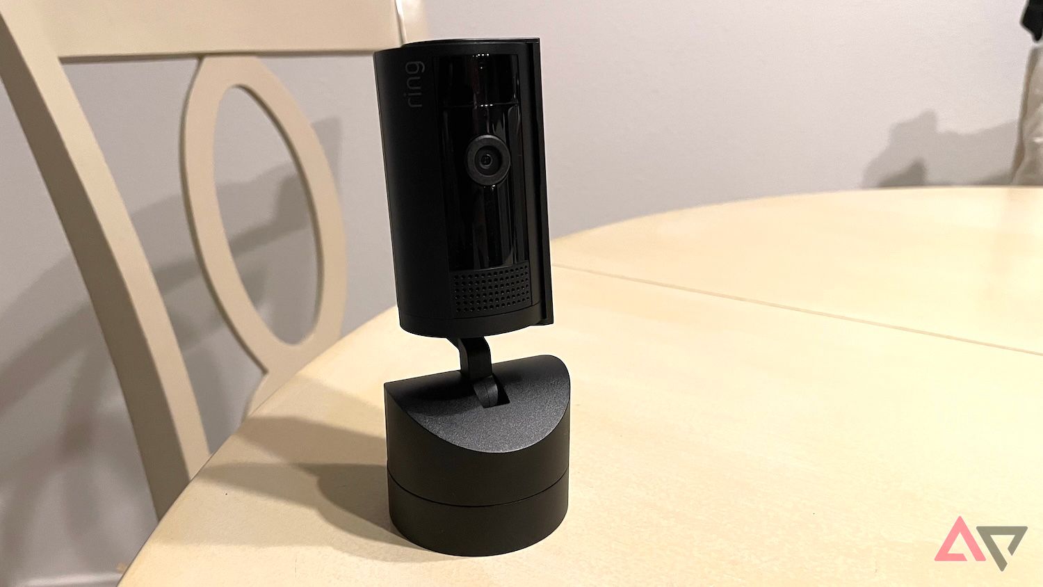 The Ring Pan-Tilt Indoor Cam on a table