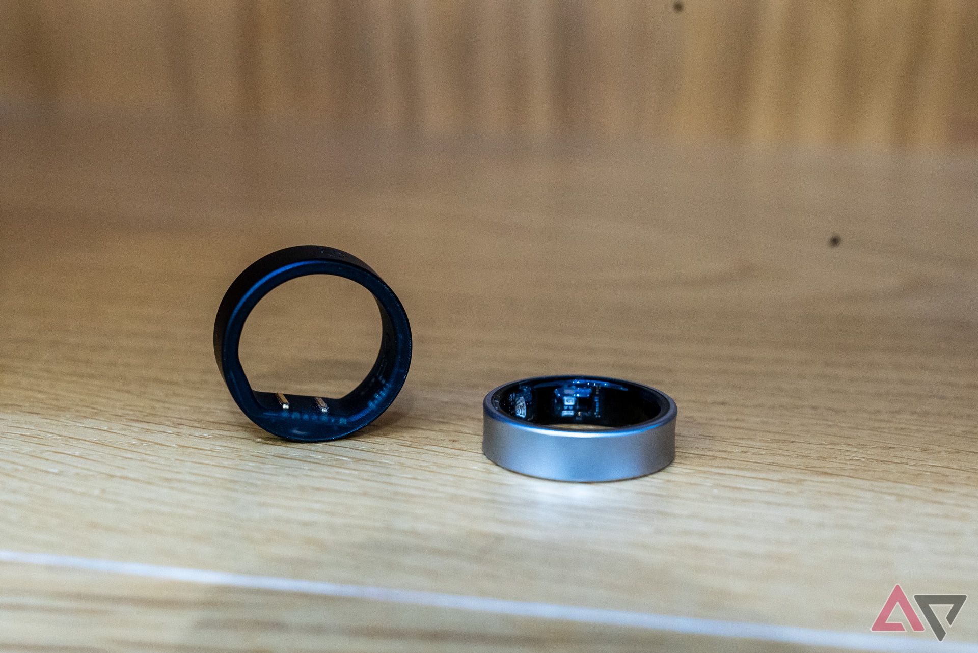 Upright Circular Ring Slim next to the Galaxy Ring on a shelf