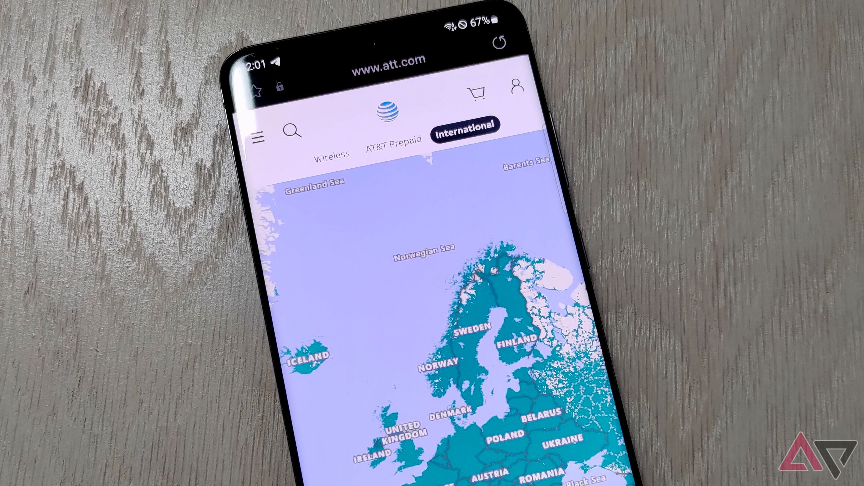 AT&T international coverage map over Europe
