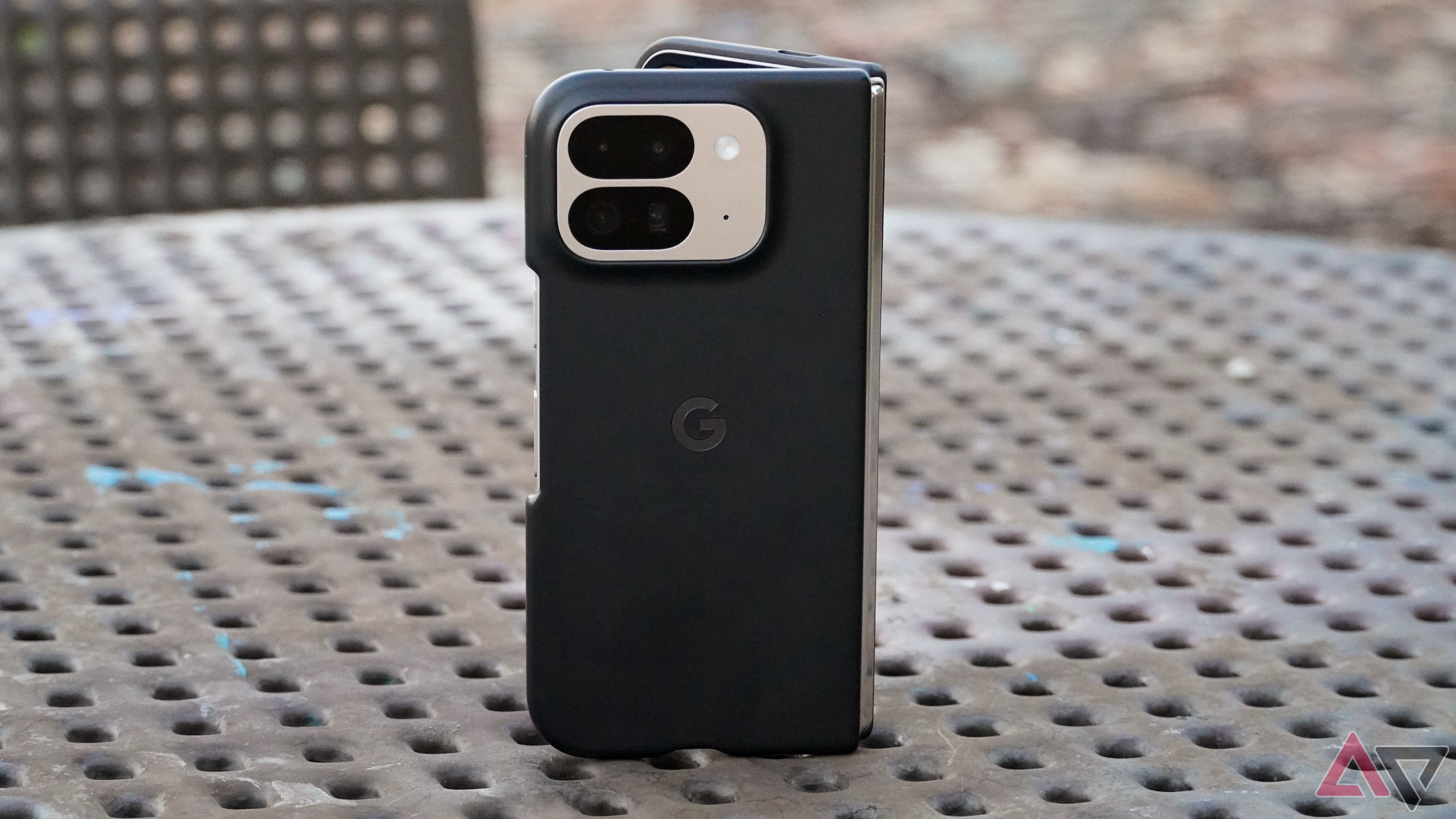 The official Google Pixel 9 Pro Fold case on a table.