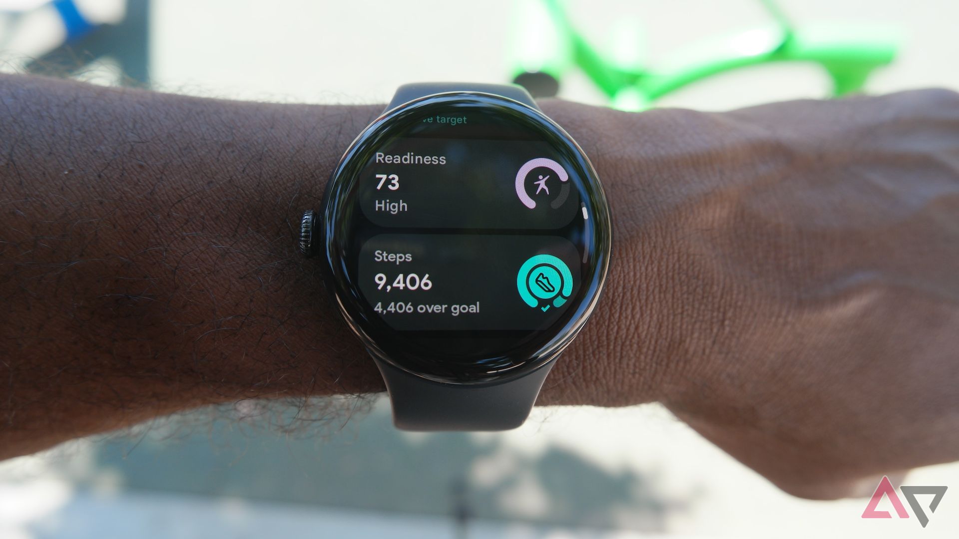 Google Pixel Watch 3 showing step count