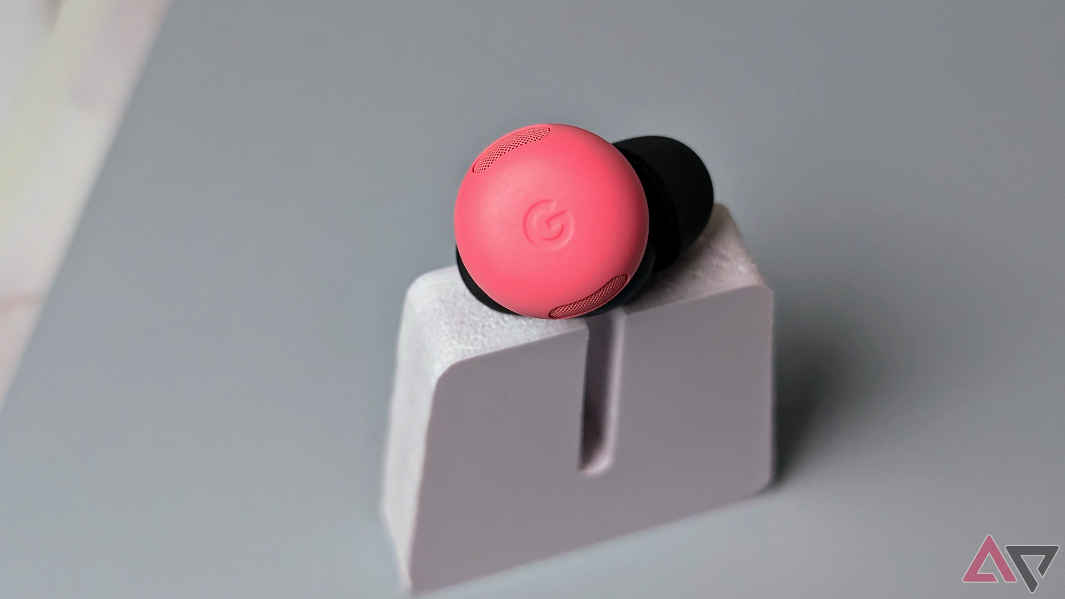 Single Peony Google Pixel Buds Pro 2 on stand