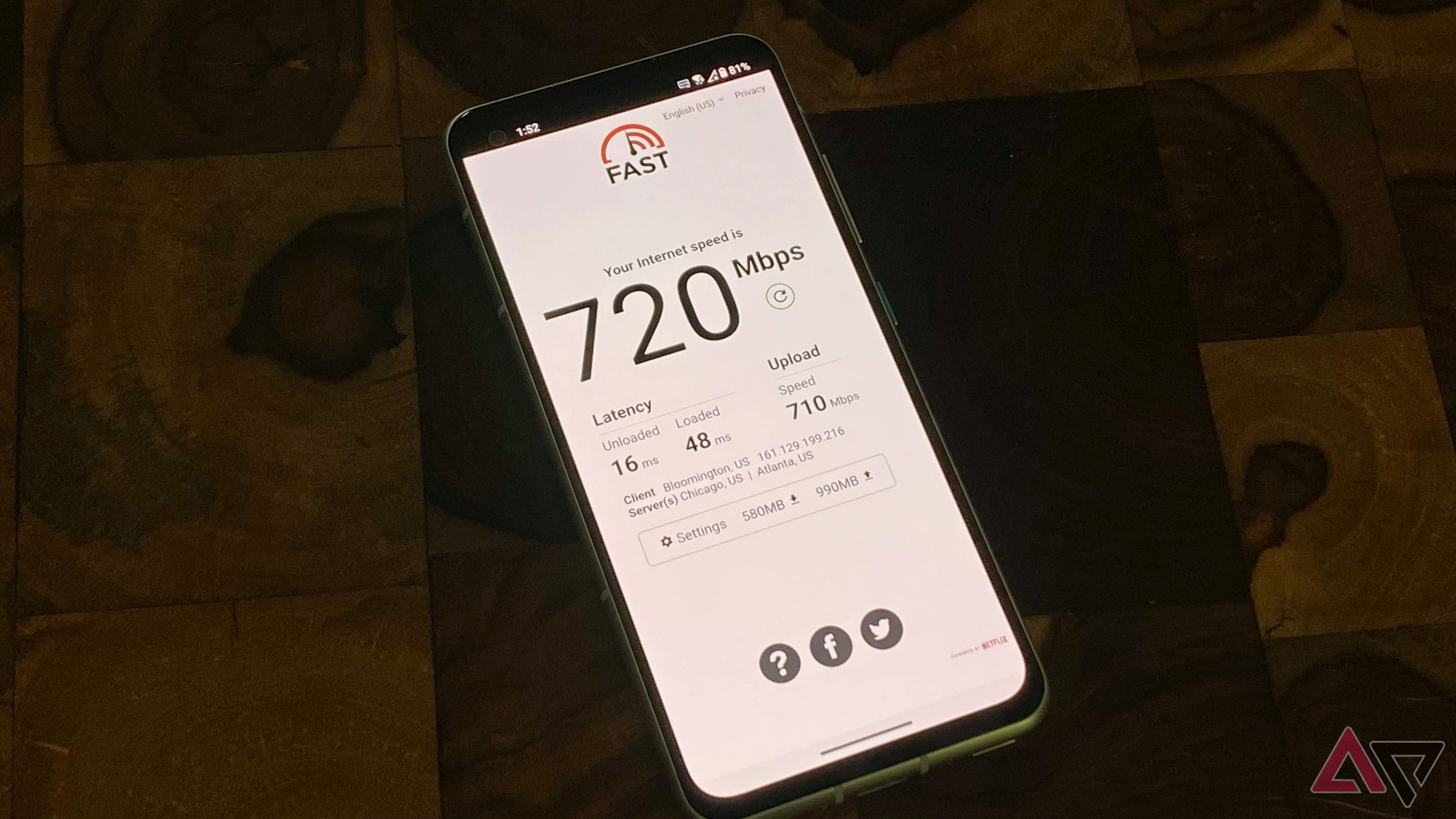 Fiber internet speed test with symmetrical download/upload