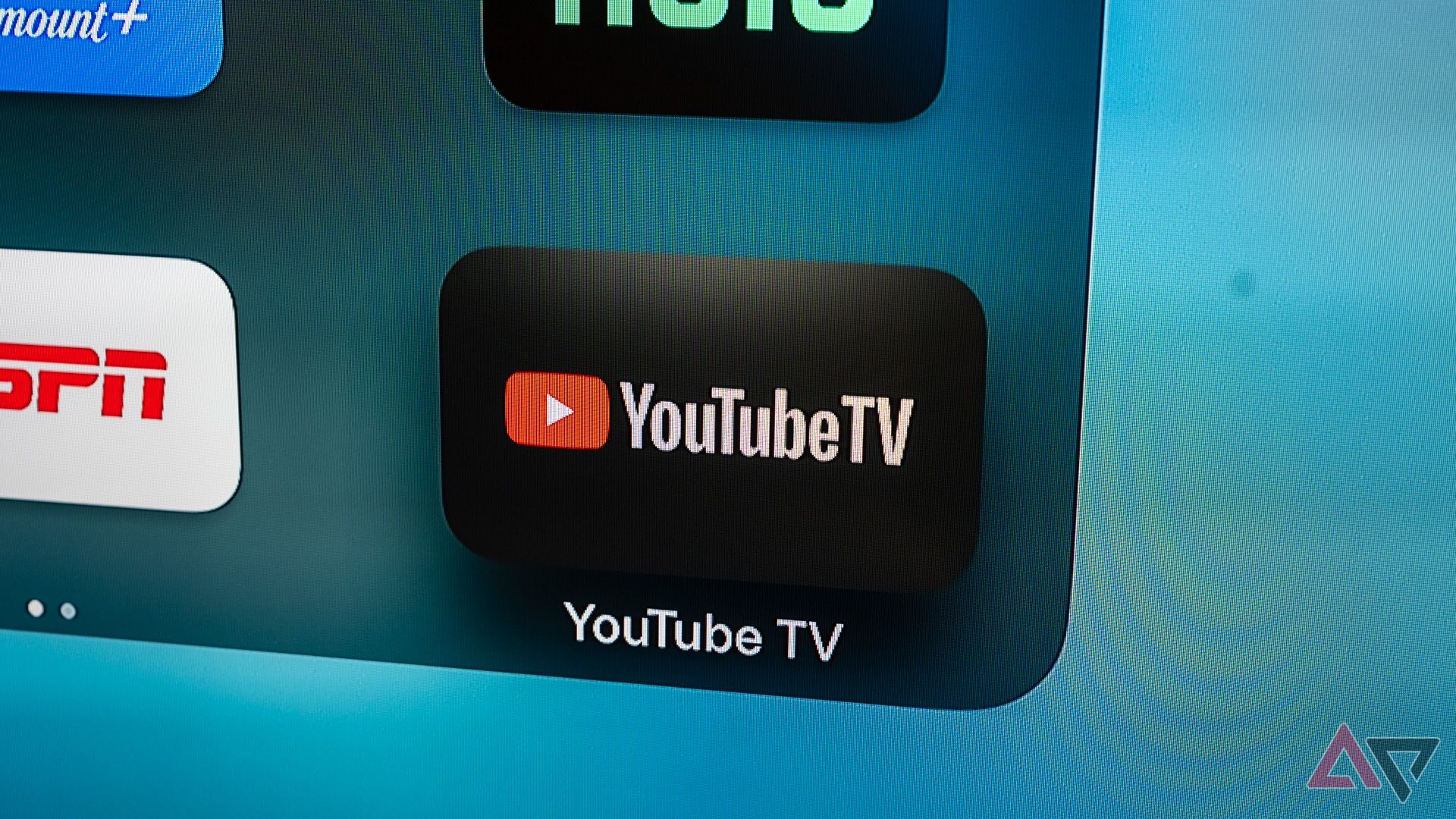 YouTube TV app icon on Apple TV