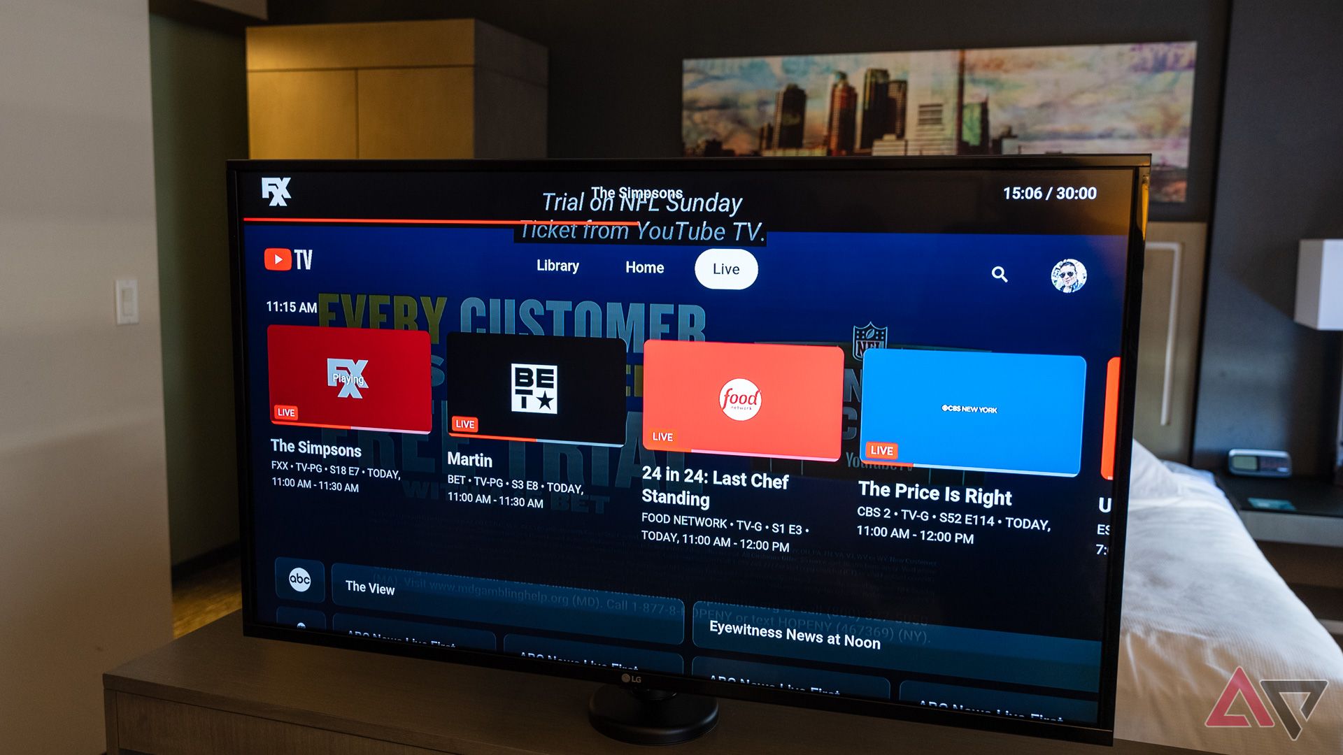 YouTube TV sort options 