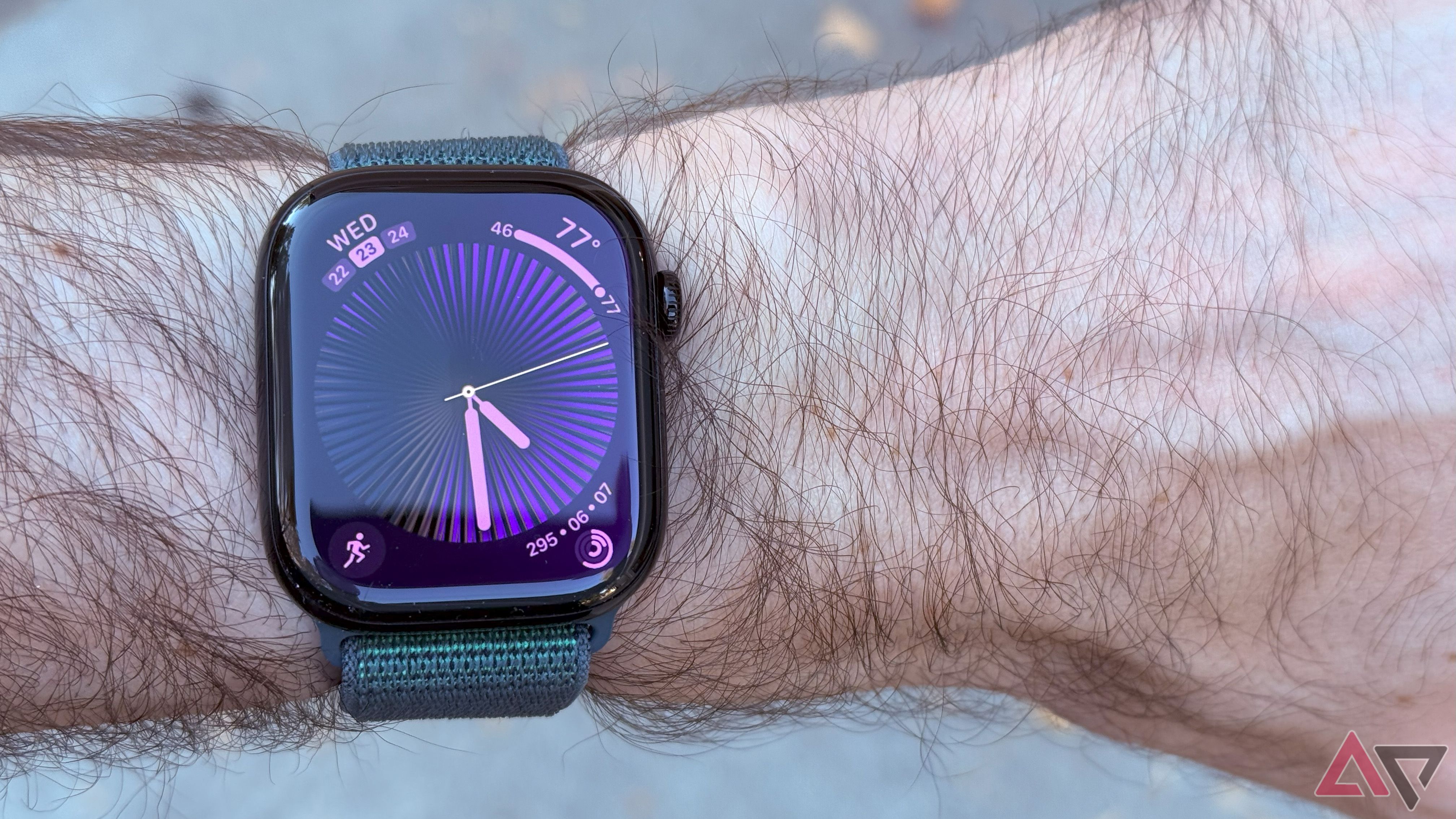 A close-up shot of the Apple Watch Series 10 on a wrist