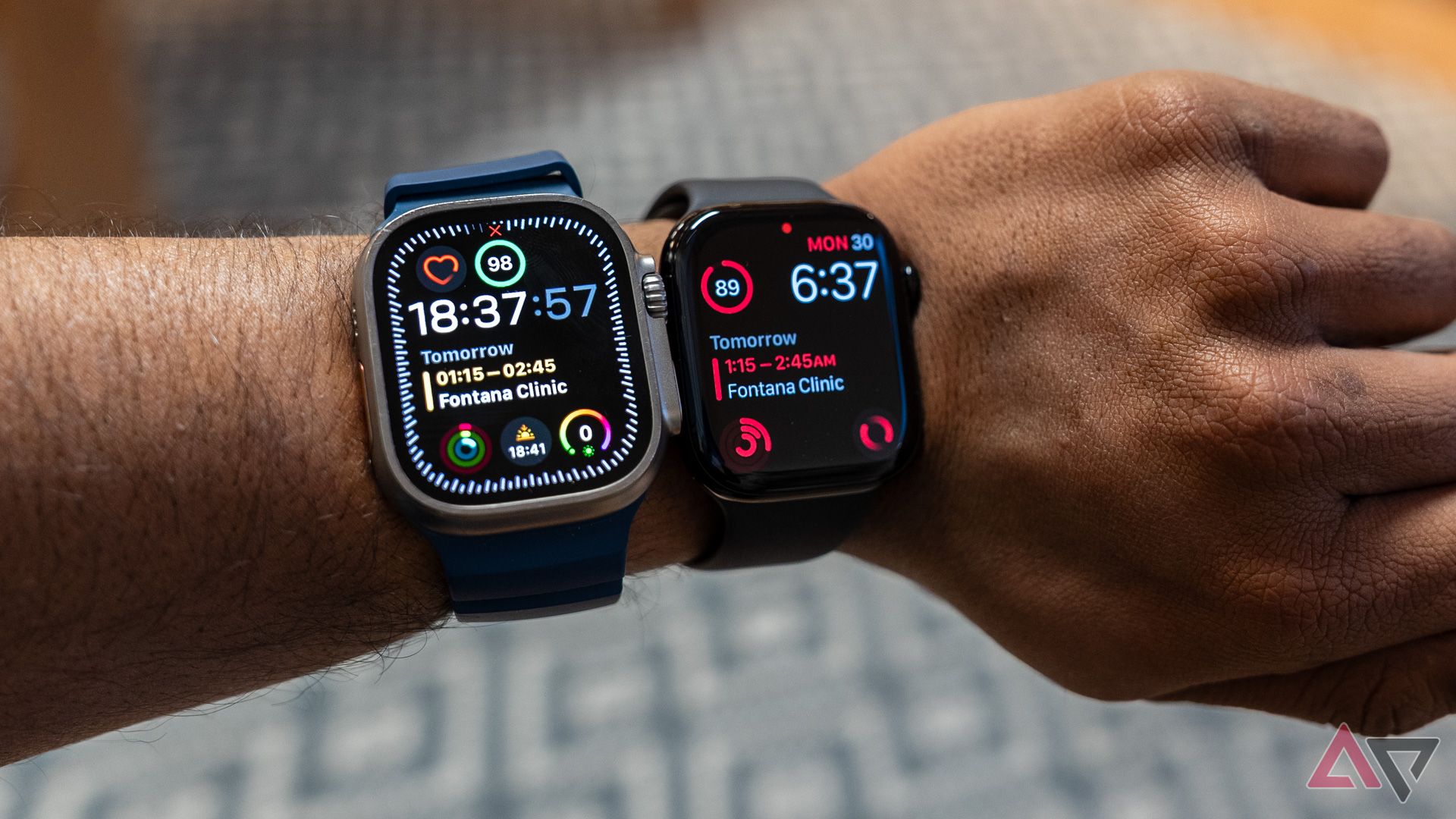 Apple Watch Ultra 2 next to the Apple Watch Series 10