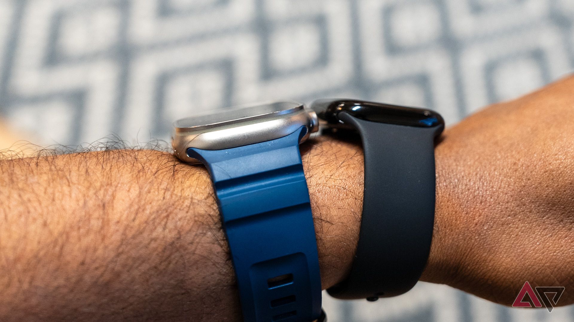 Thickness of the Apple Watch Ultra 2 next to the Apple Watch Series 10