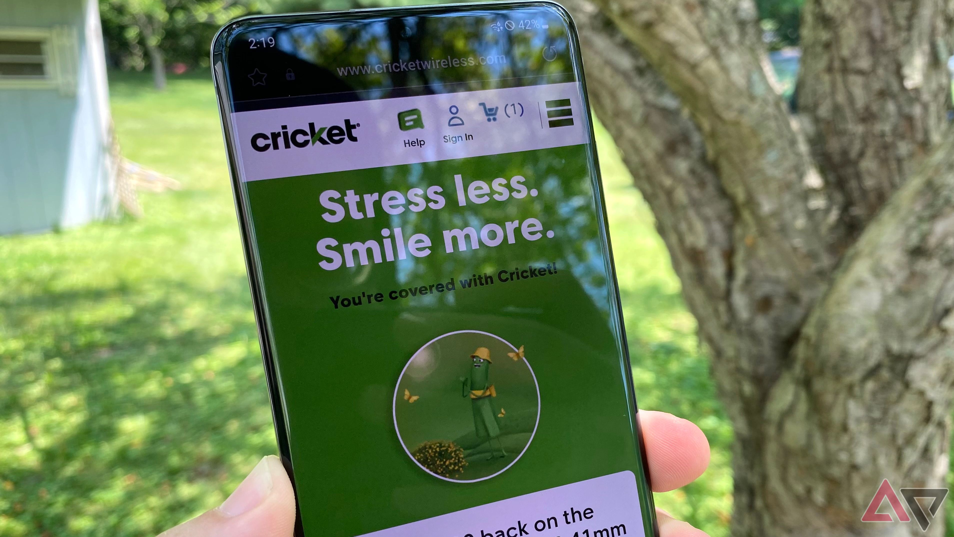 Cricket Wireless page on phone