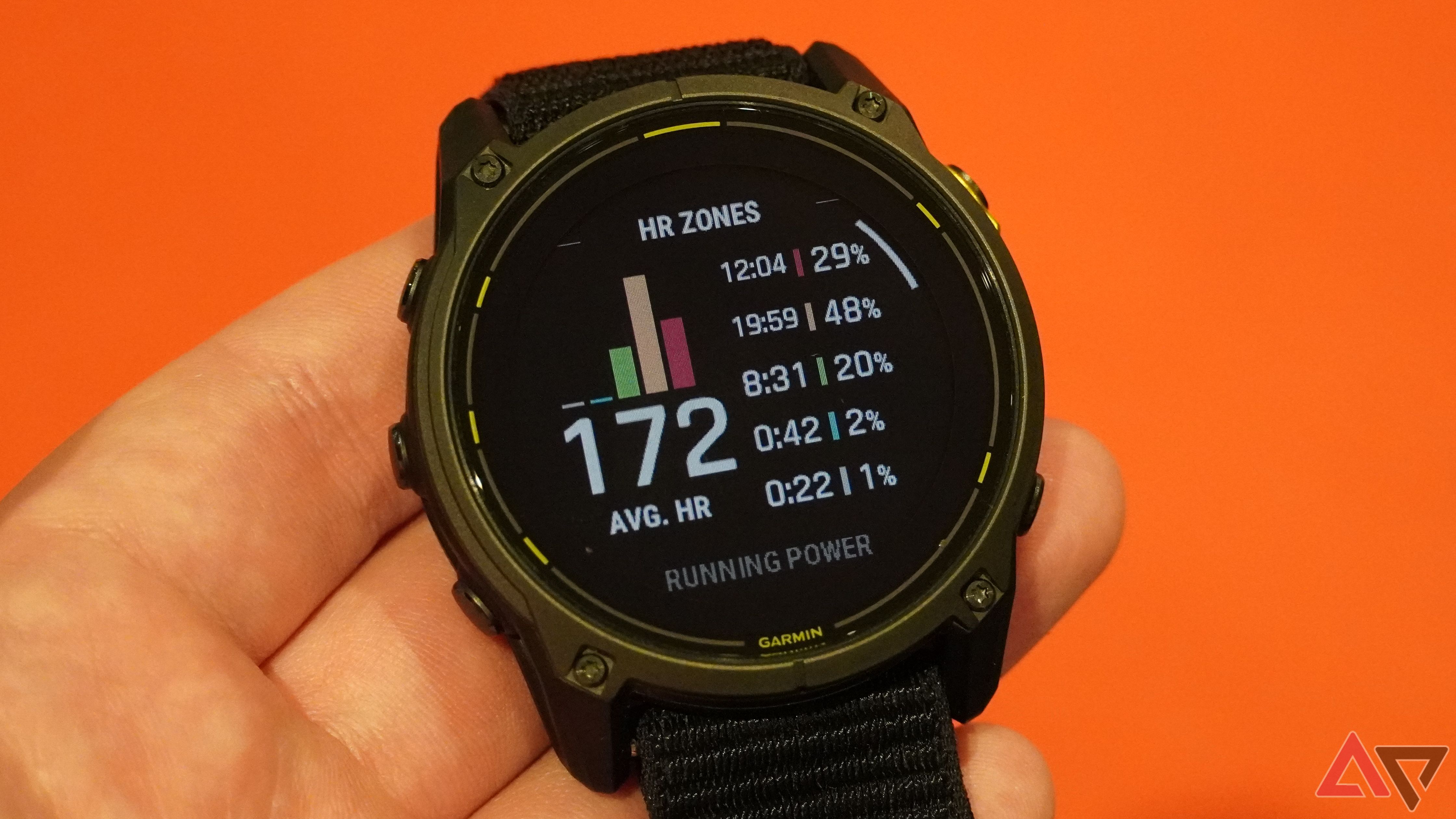 HR zone chart on the Garmin Enduro 3.