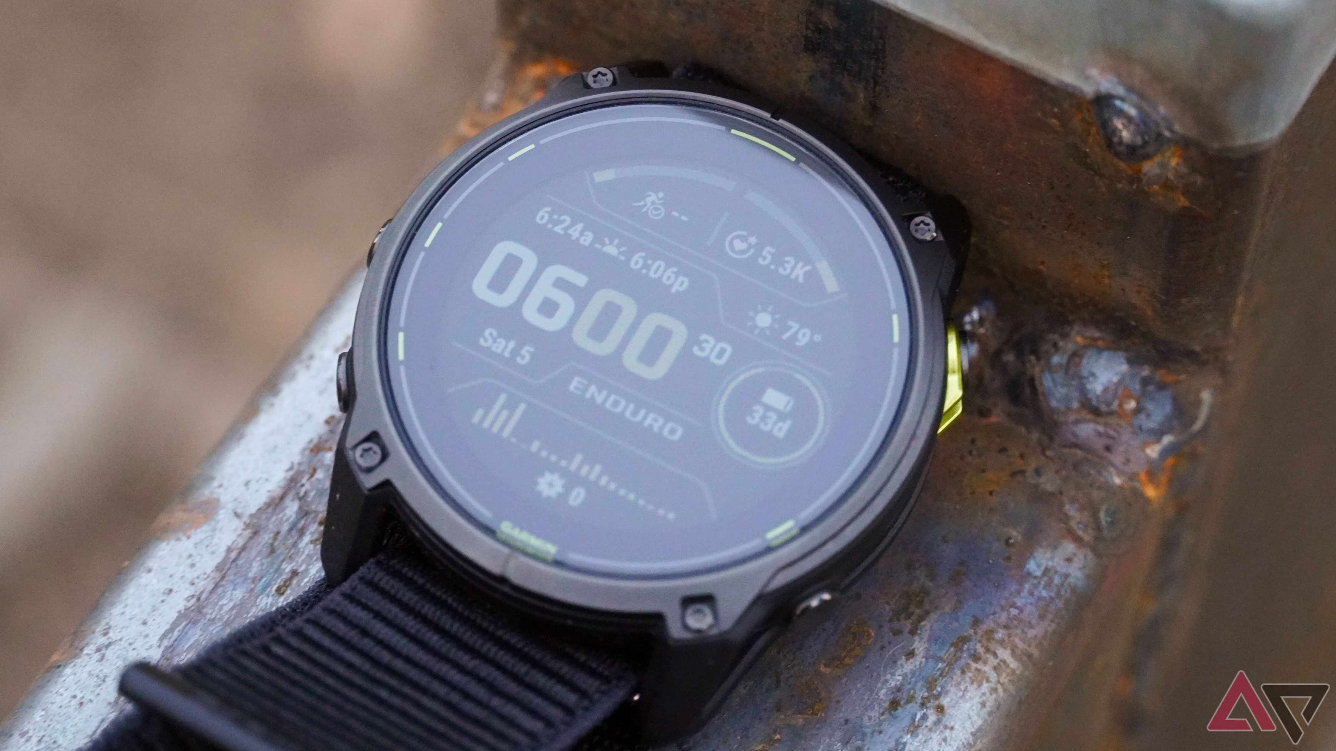 A close-up of the Garmin Enduro 3 screen.