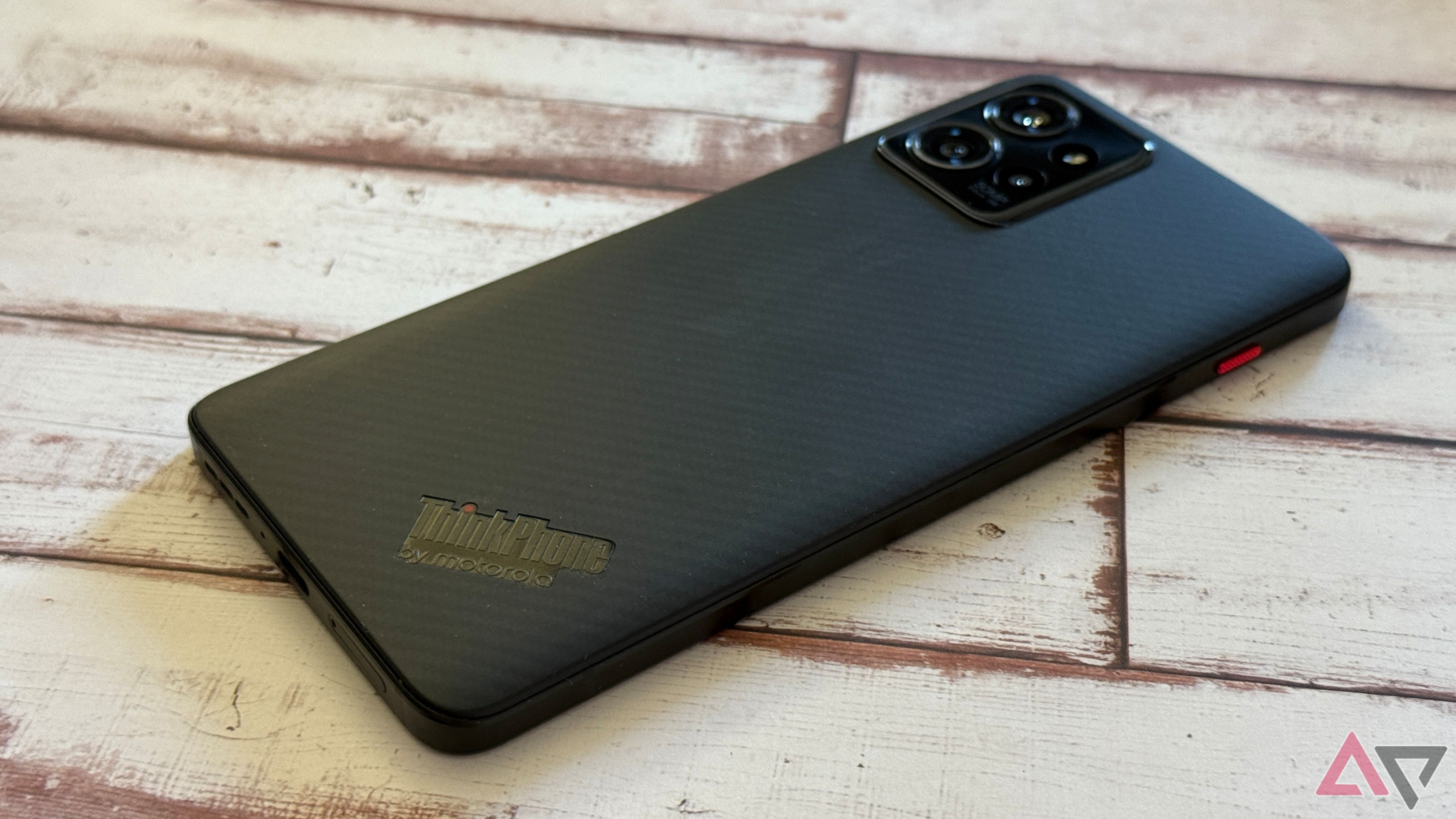 Motorola ThinkPhone laying at an angle