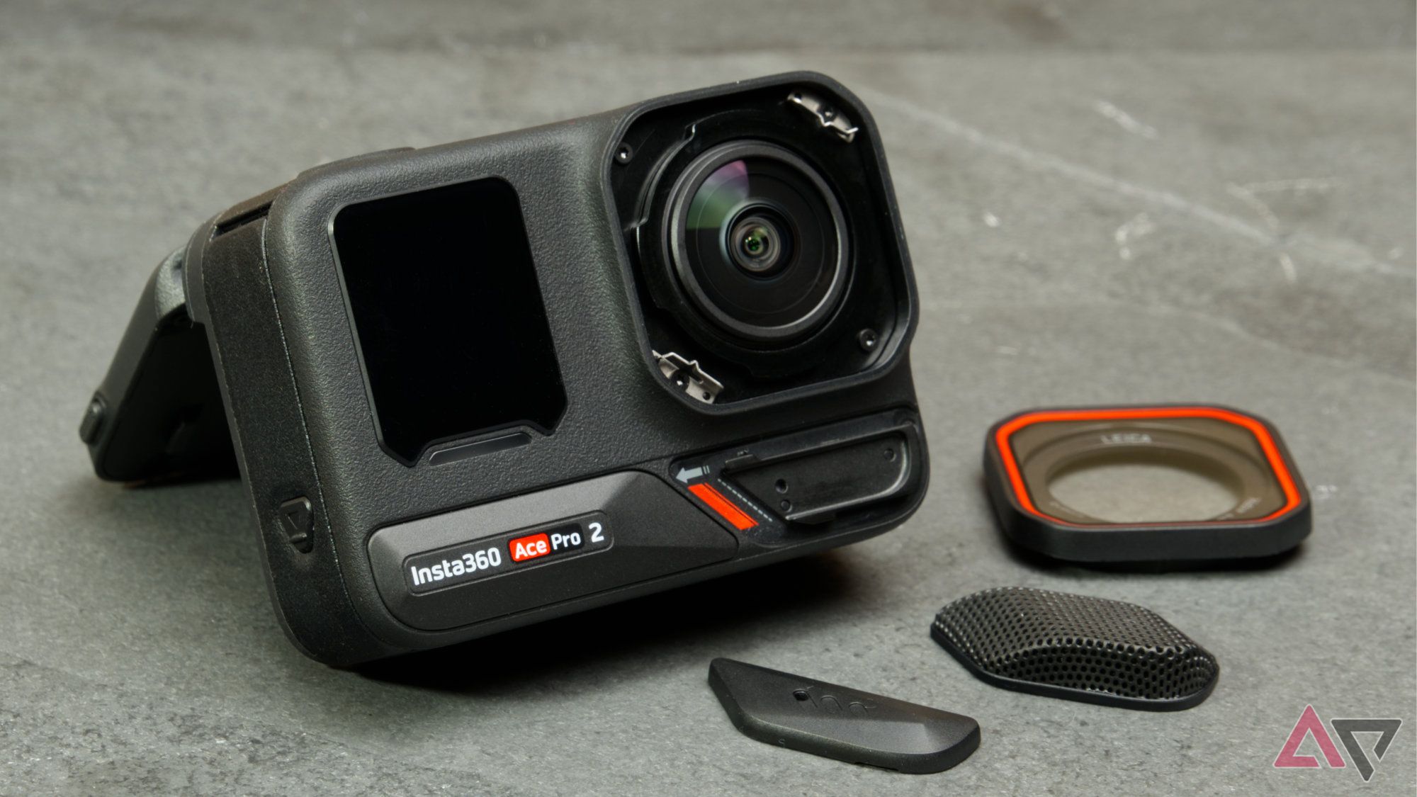 Insta360 Ace Pro 2 with removable lens guard and microphone covers