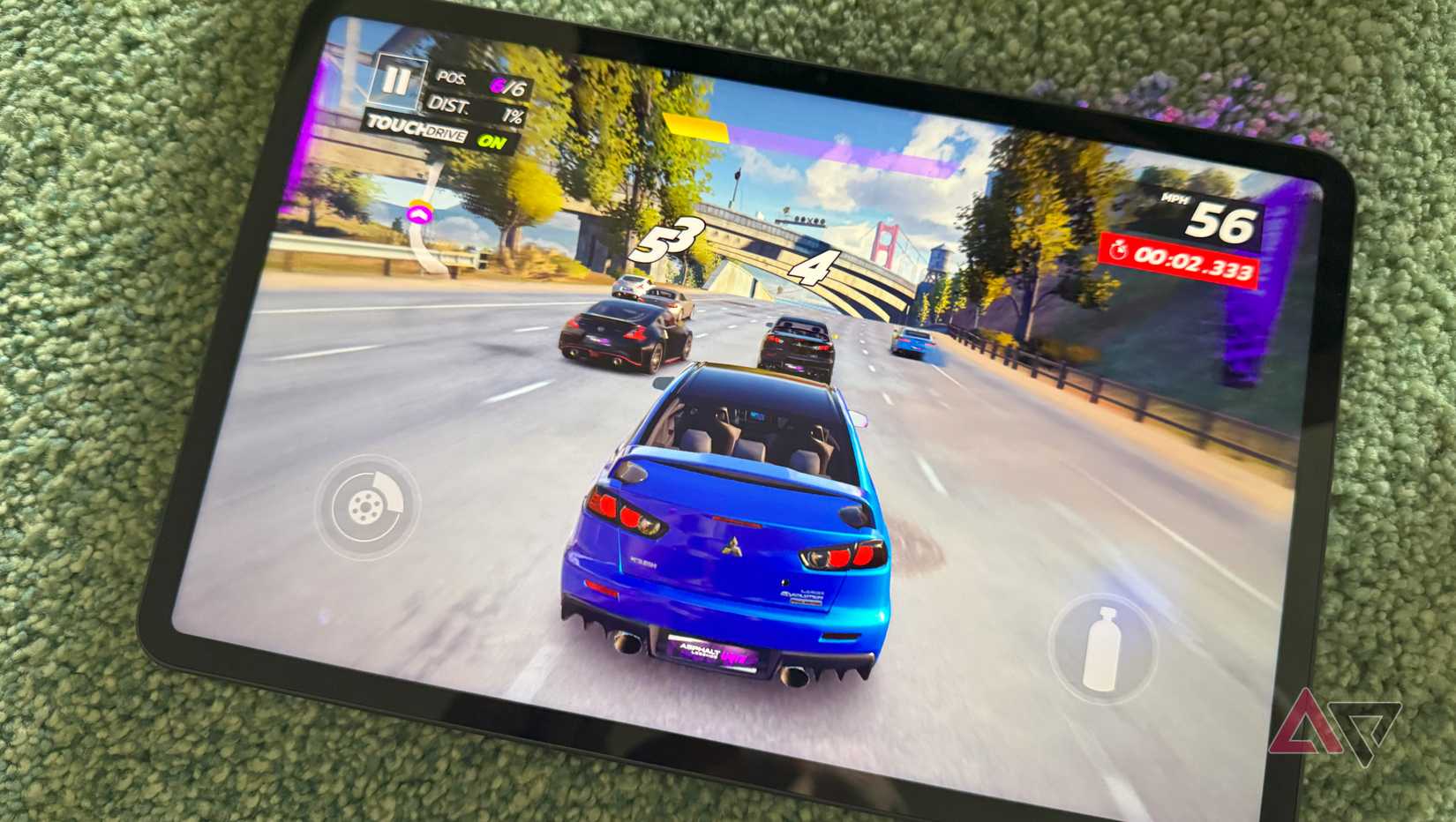 A racing game on the Redmagic Nova gaming tablet.