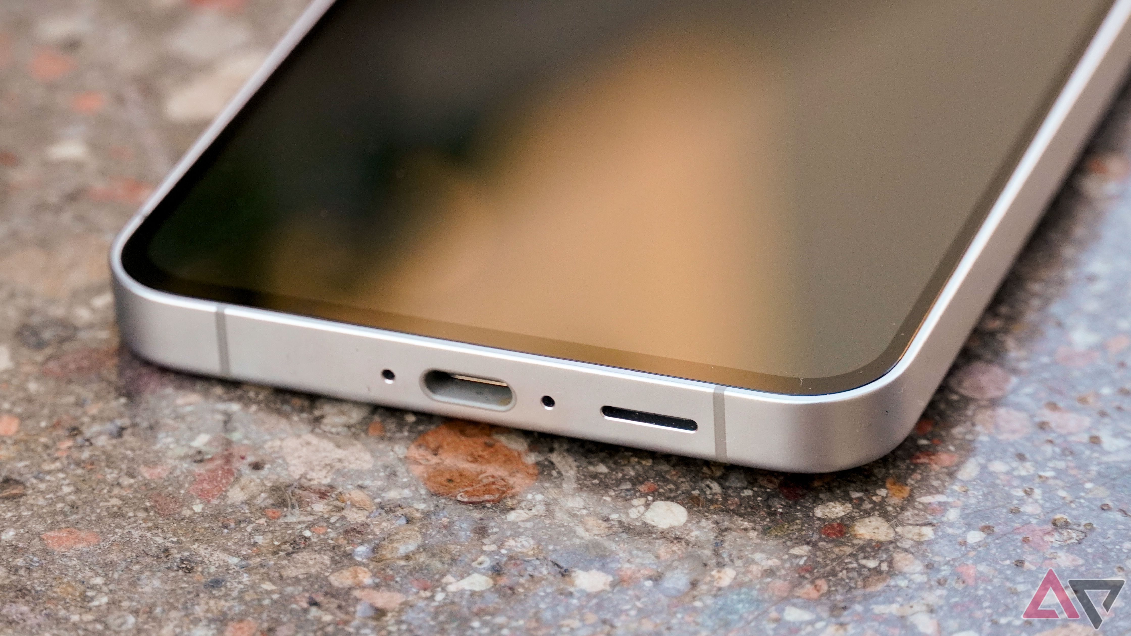 The USB-C port on the Galaxy S24 FE.