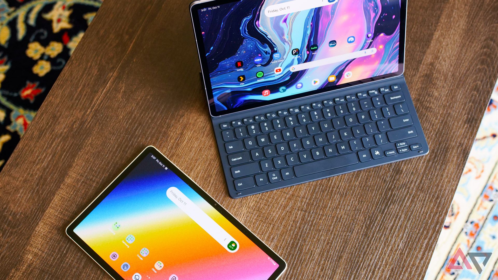 The Galaxy Tab S10+ next to the Galaxy Tab S9 on a table.