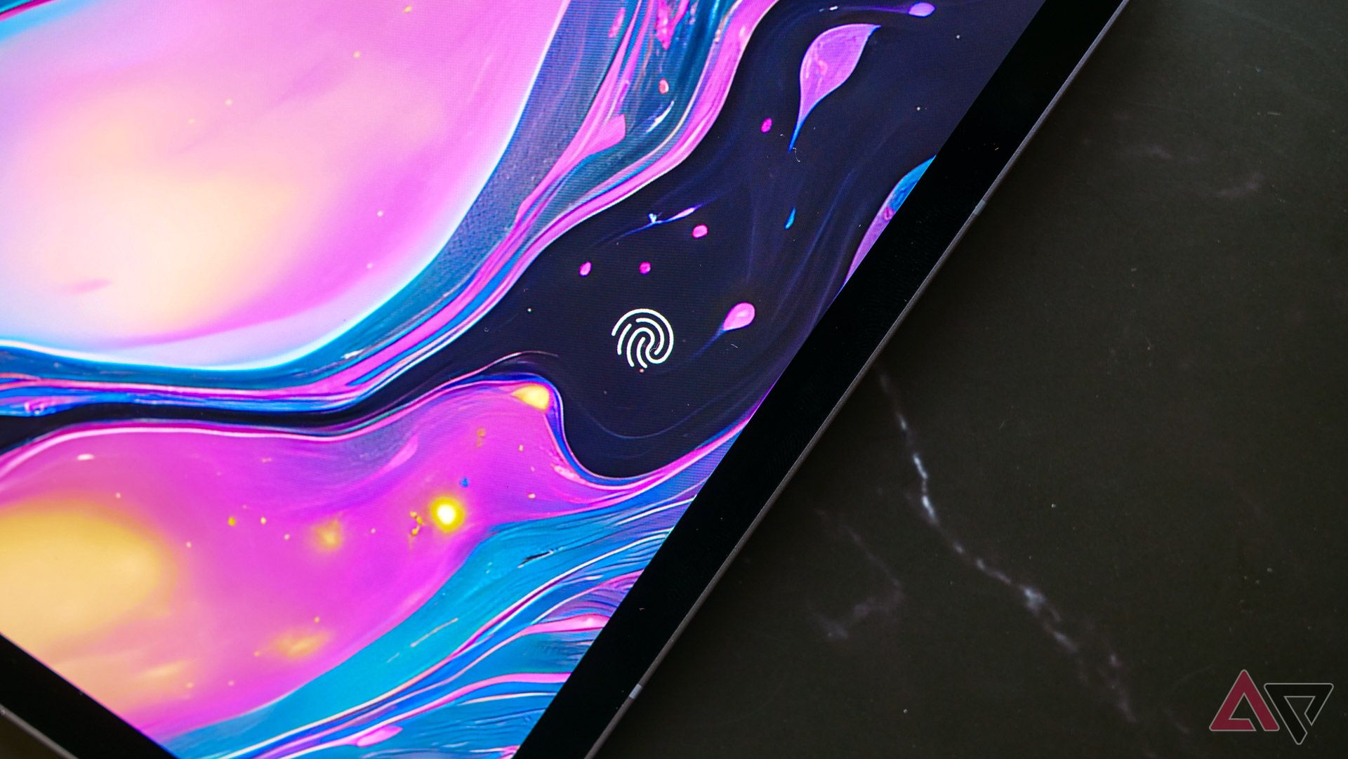 The Galaxy Tab S10+ in-display fingerprint sensor.