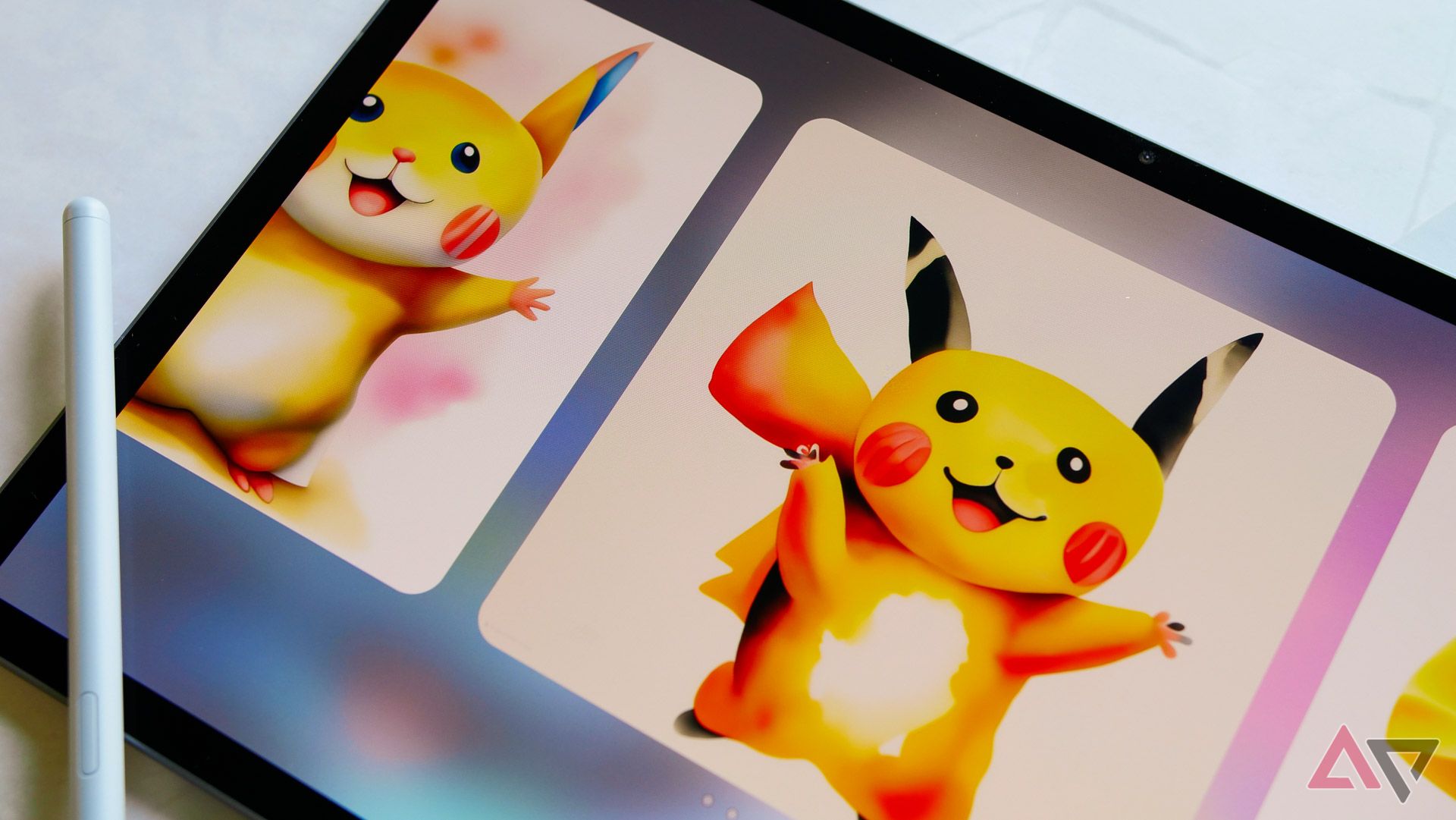 An AI-generated replica of a Pikachu doodle on the Galaxy Tab S10+