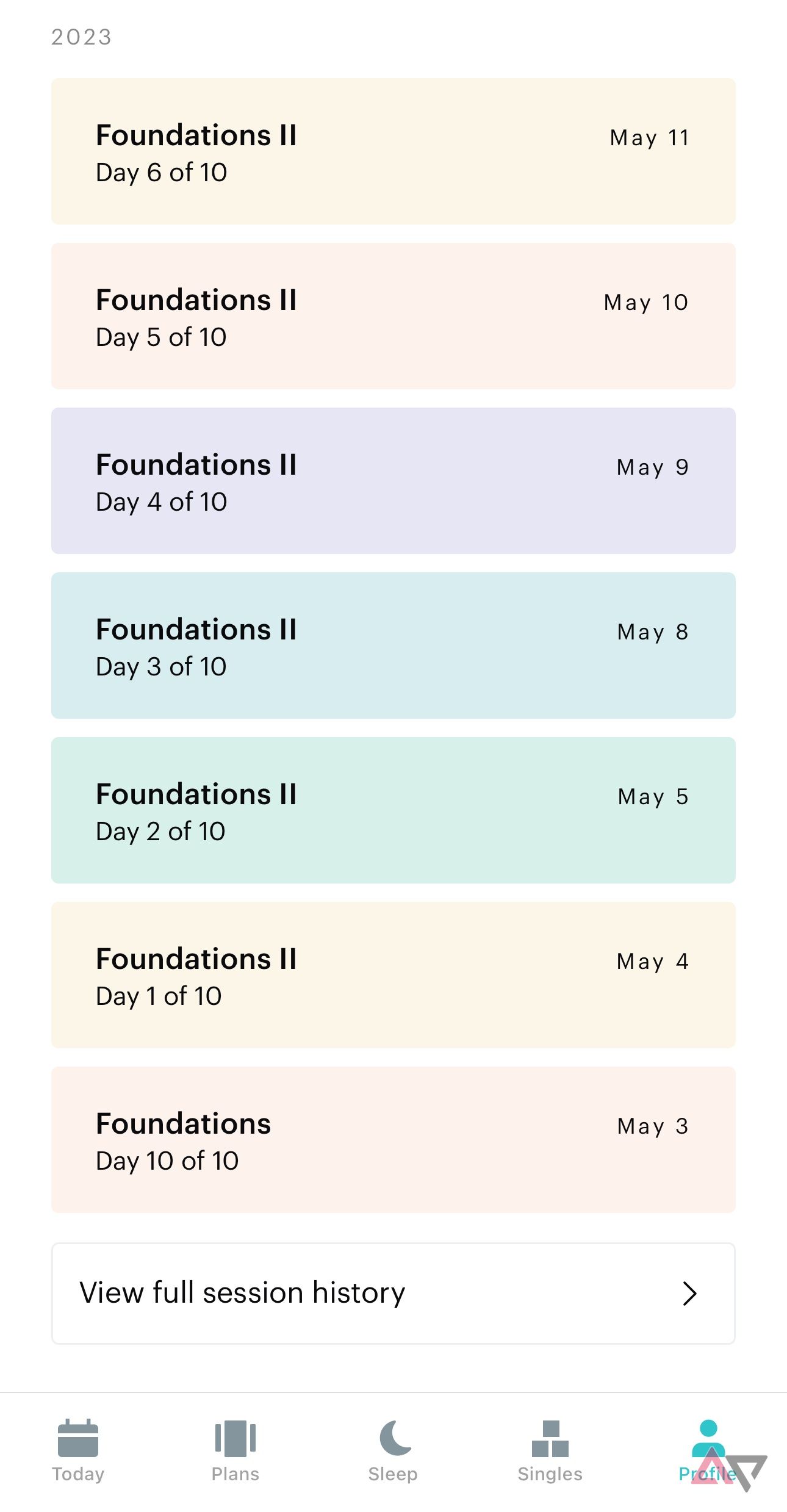 Balance Session History