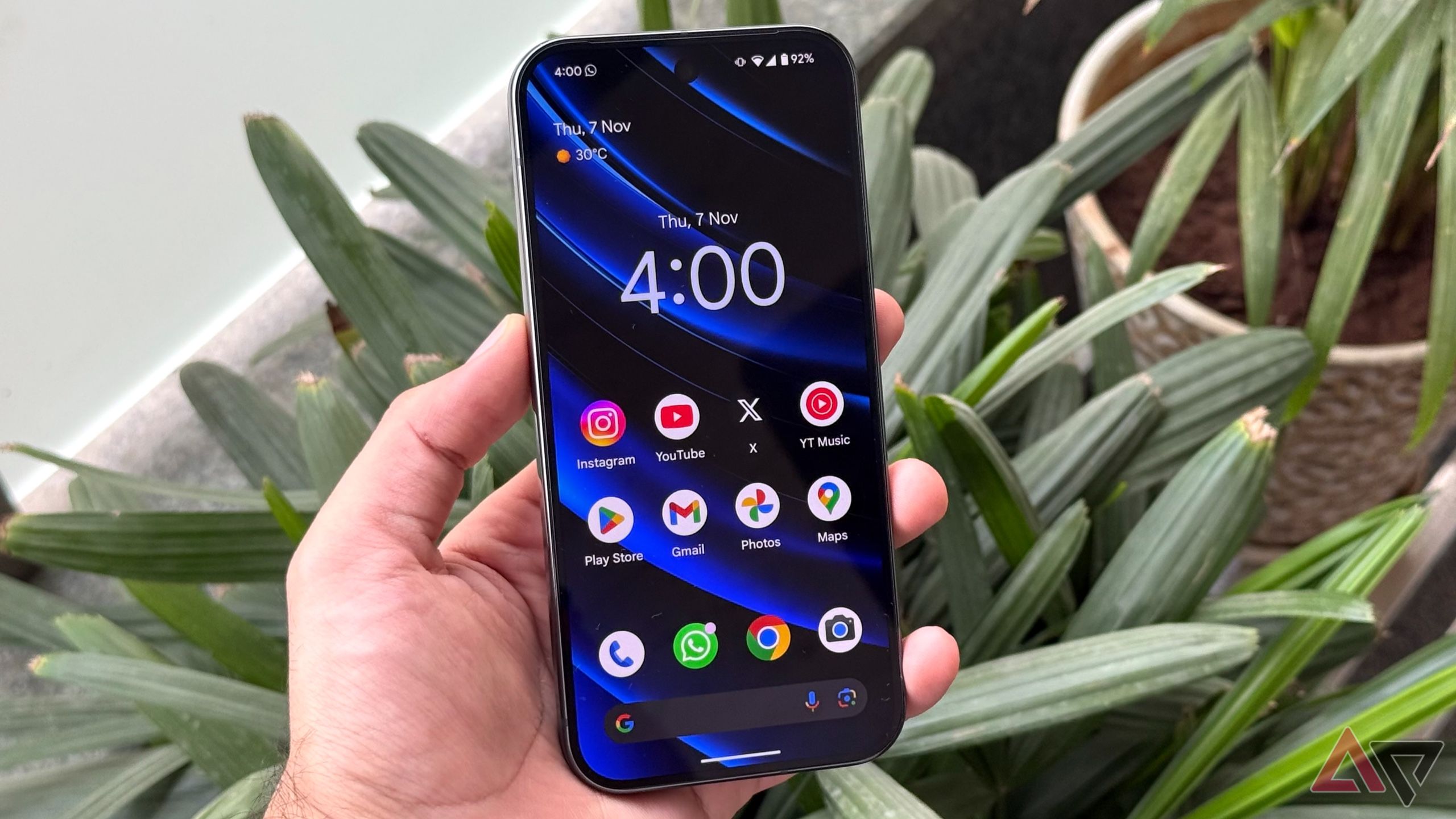 Pixel 9 Pro display turned on with homescreen shown