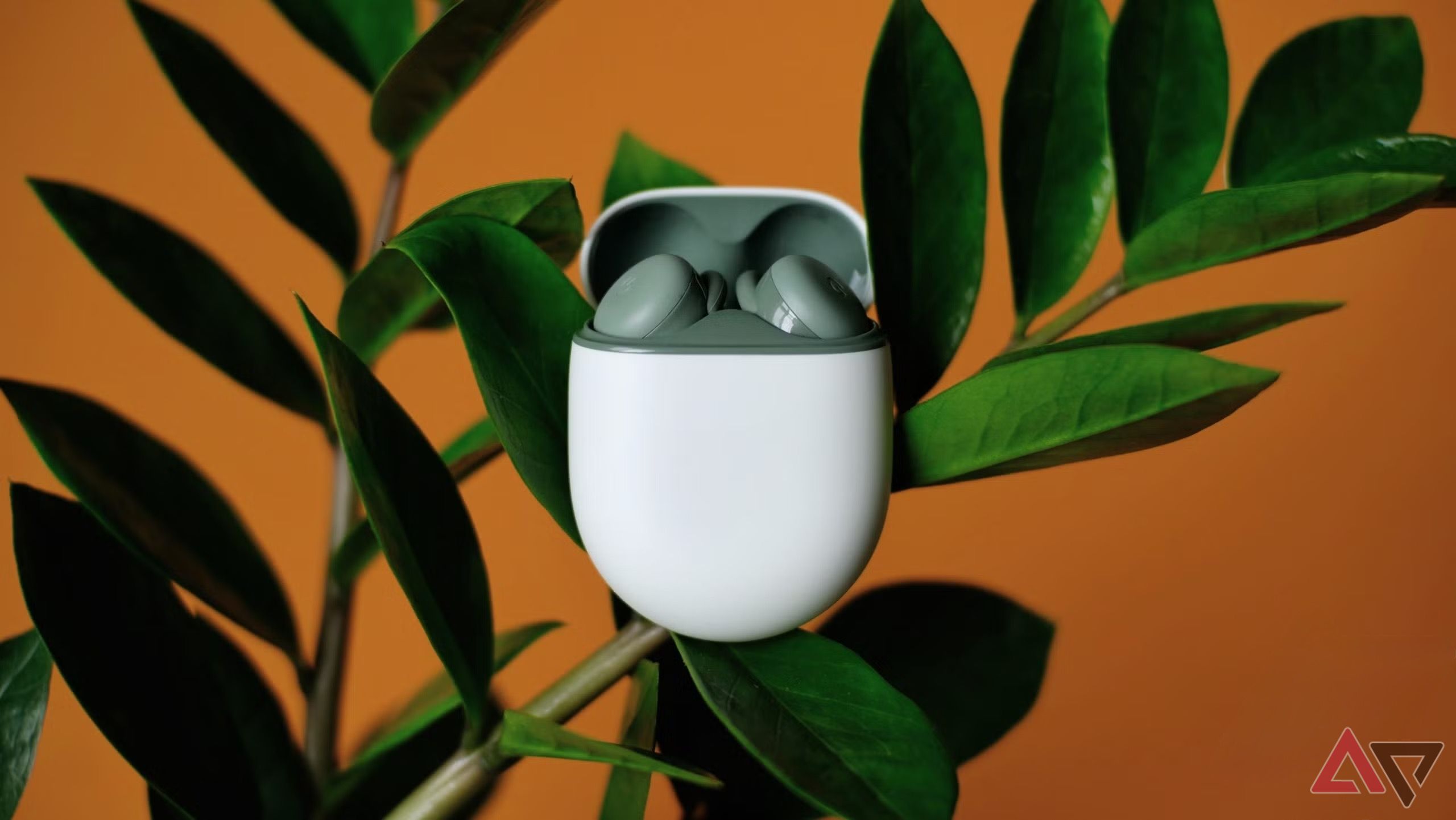 Google Pixel Buds-A Series lying on a plant