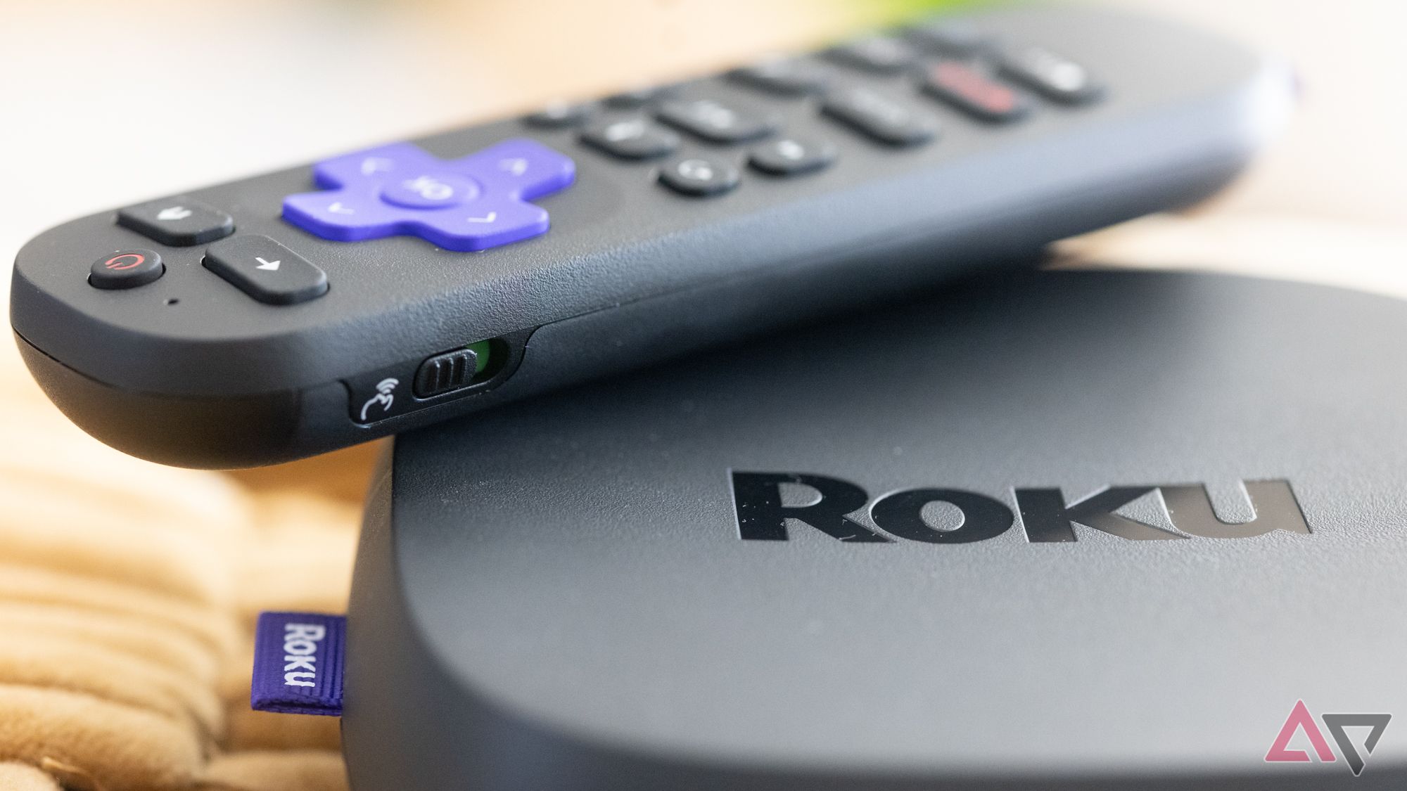 The Roku Ultra Voice Remote Pro on the Roku itself