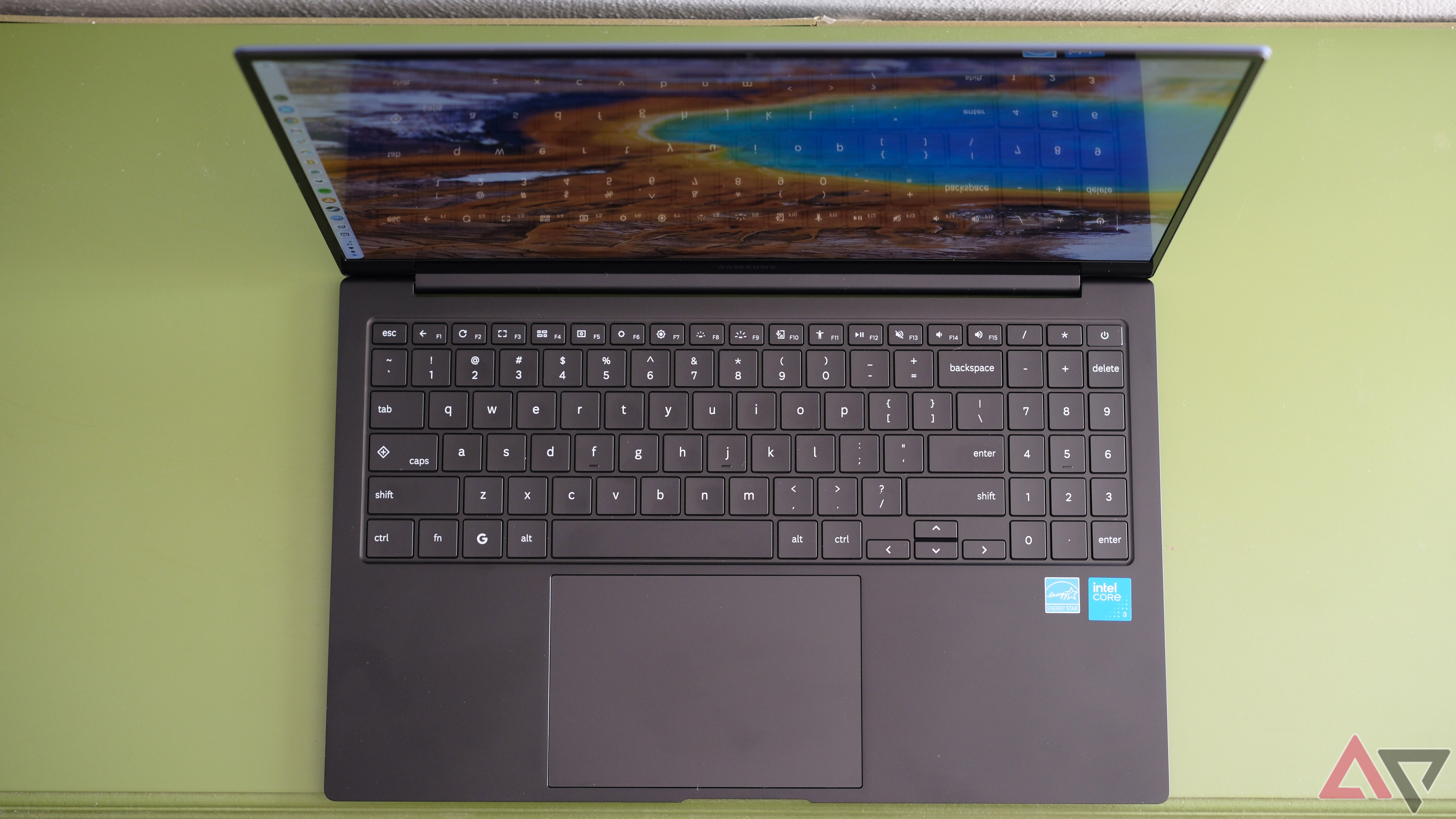 Samsung Chromebook Plus showing keyboard and touchpad