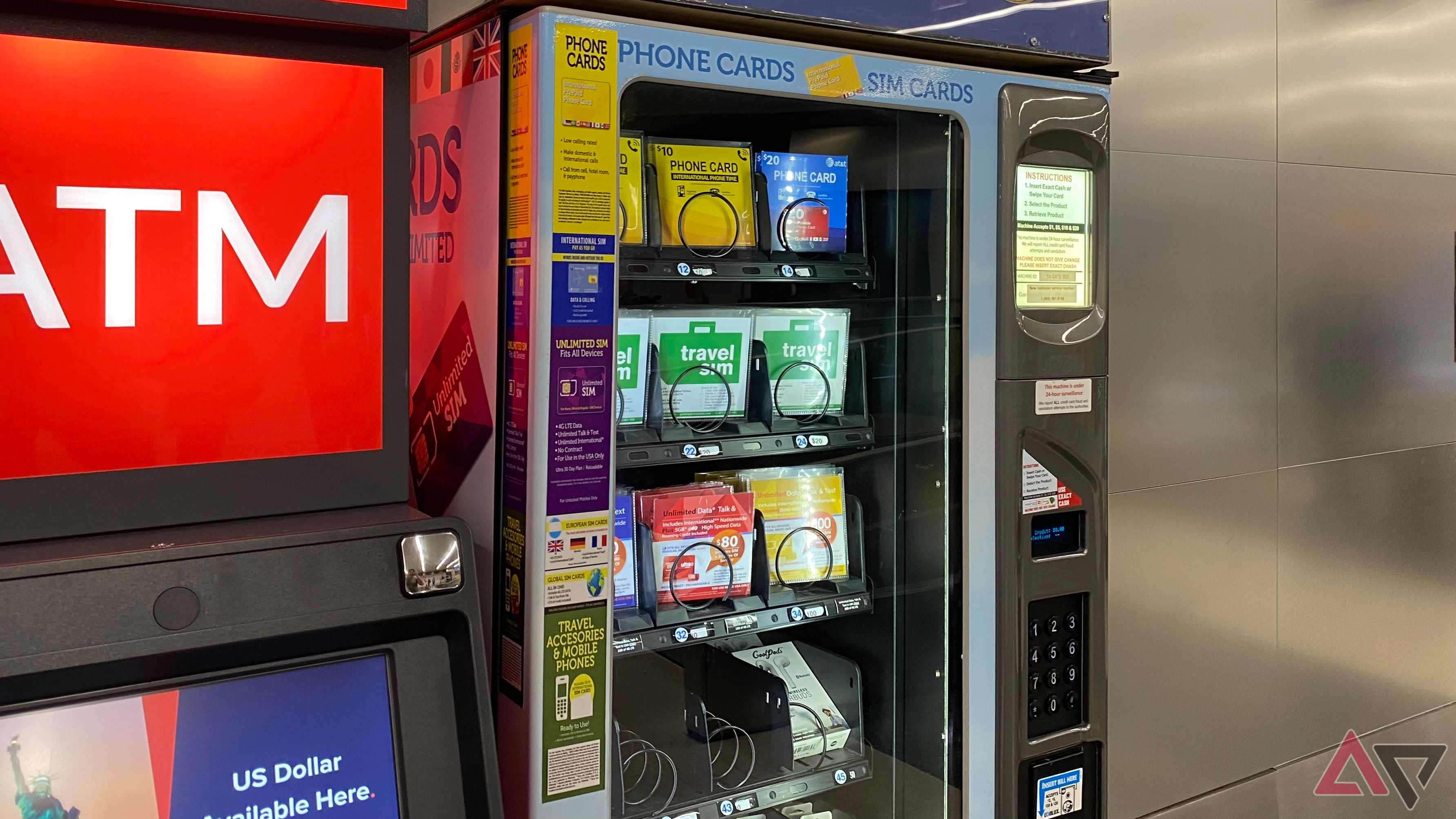 Travel SIM vending machine in an airport