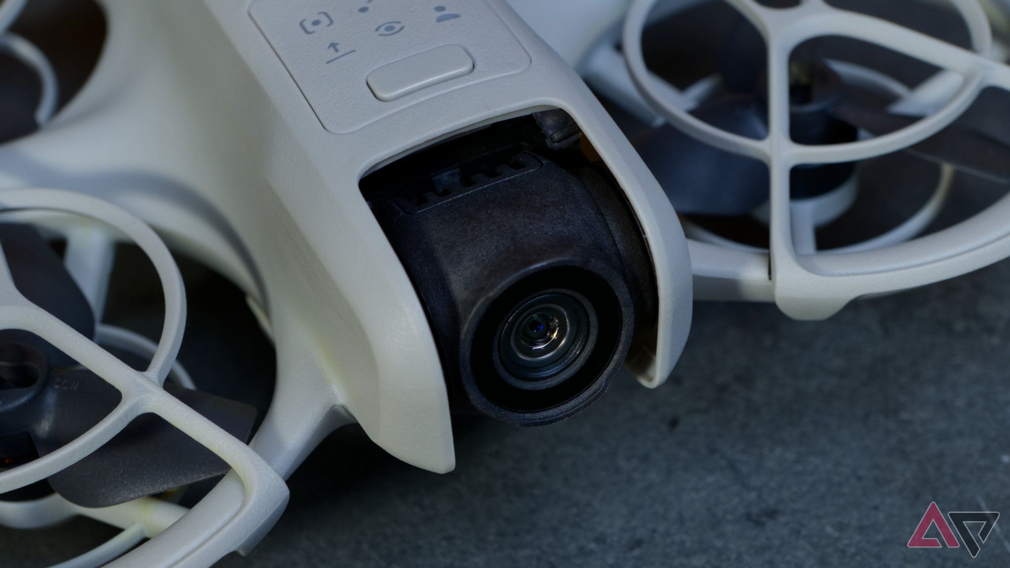 Close-up shot of the DJI Neo camera module