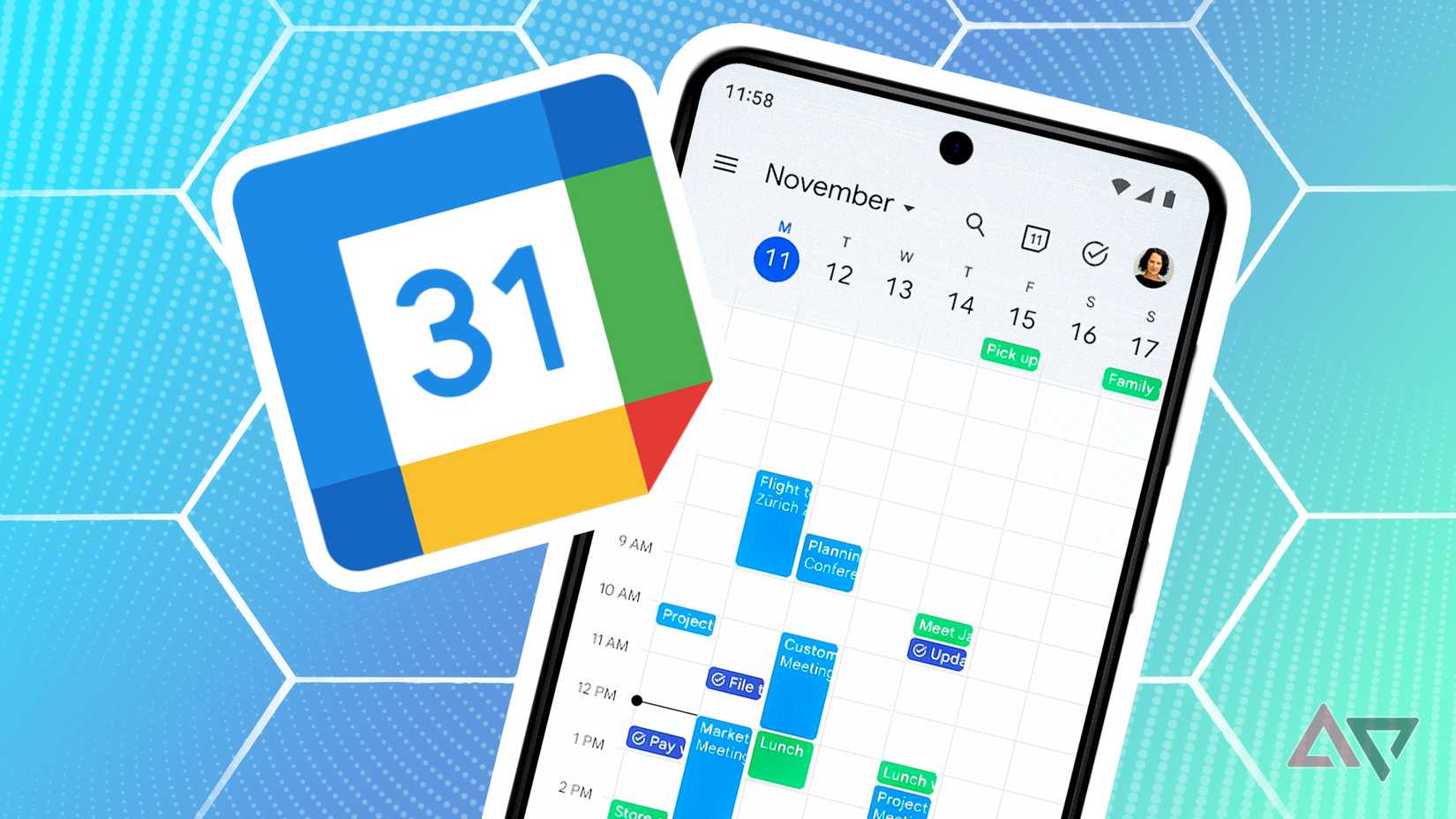 google calendar icon against open calendar on android device