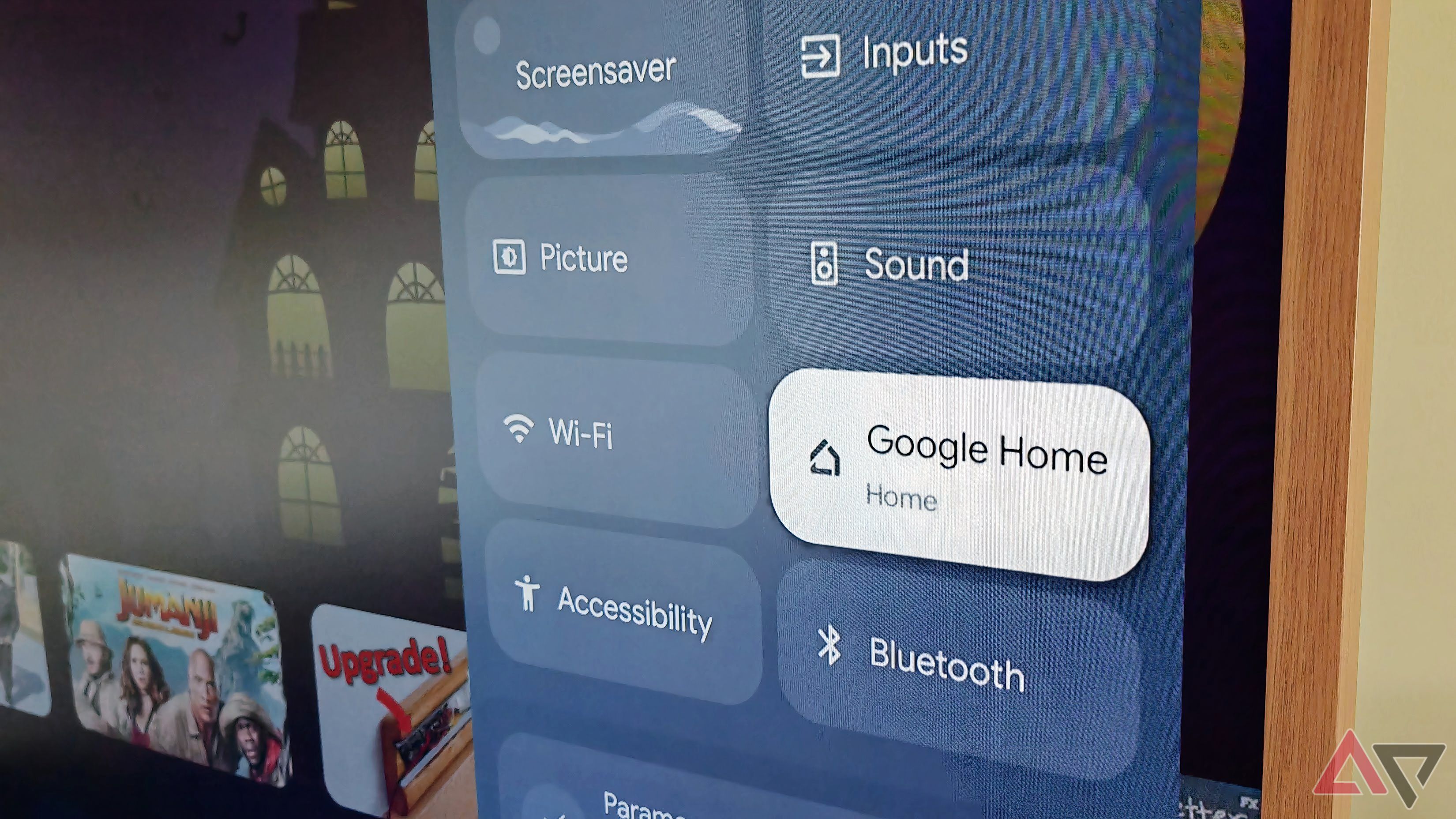 Google Home app showing on Google TV side panel