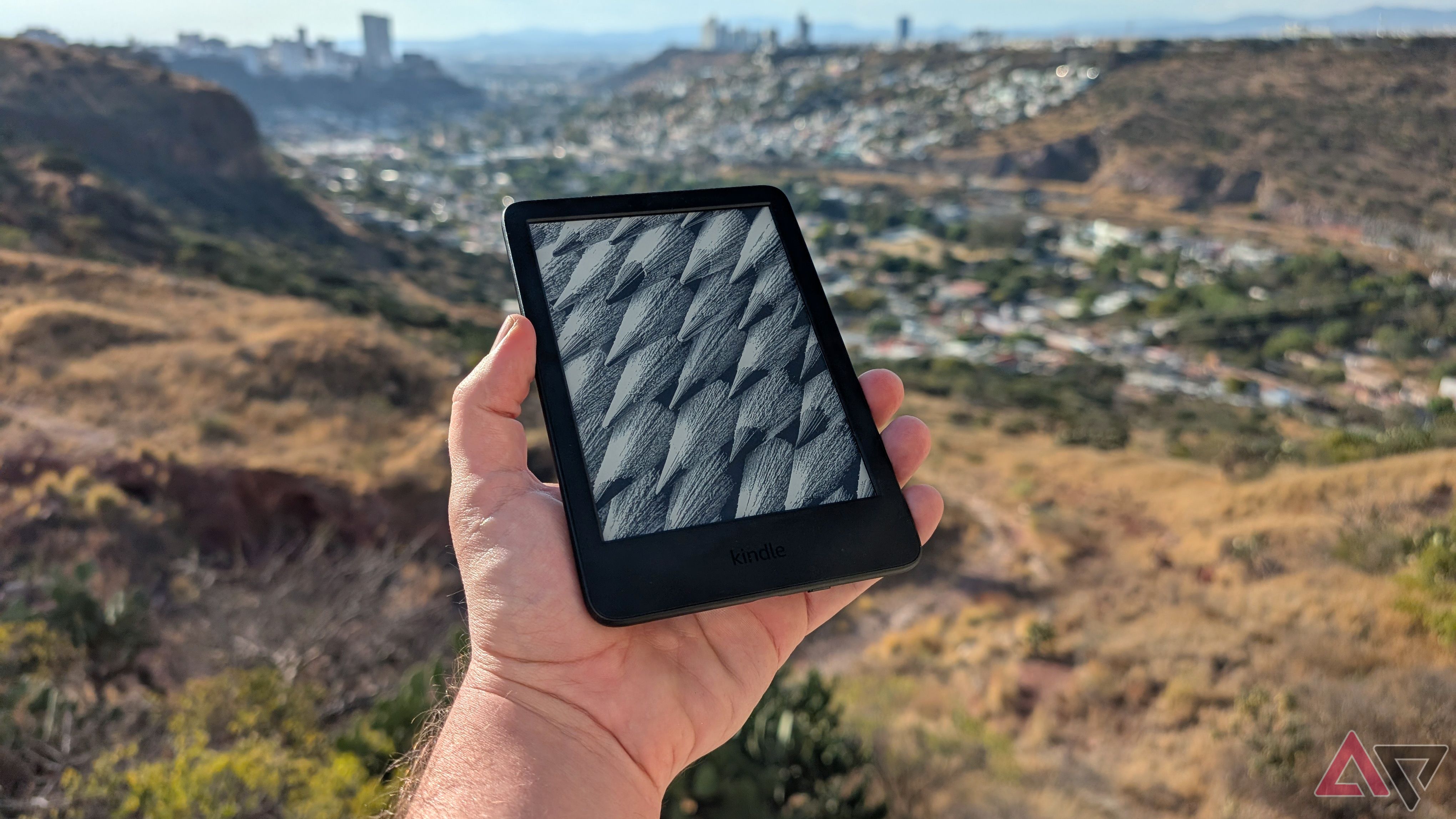 Amazon Kindle 2024 in hand over valley