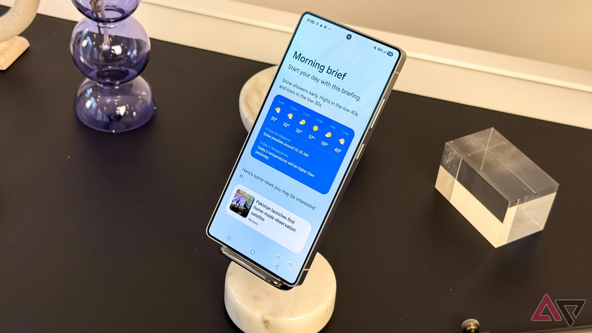 The Samsung Galaxy S25 Ultra on a desk showing the screen of the phone