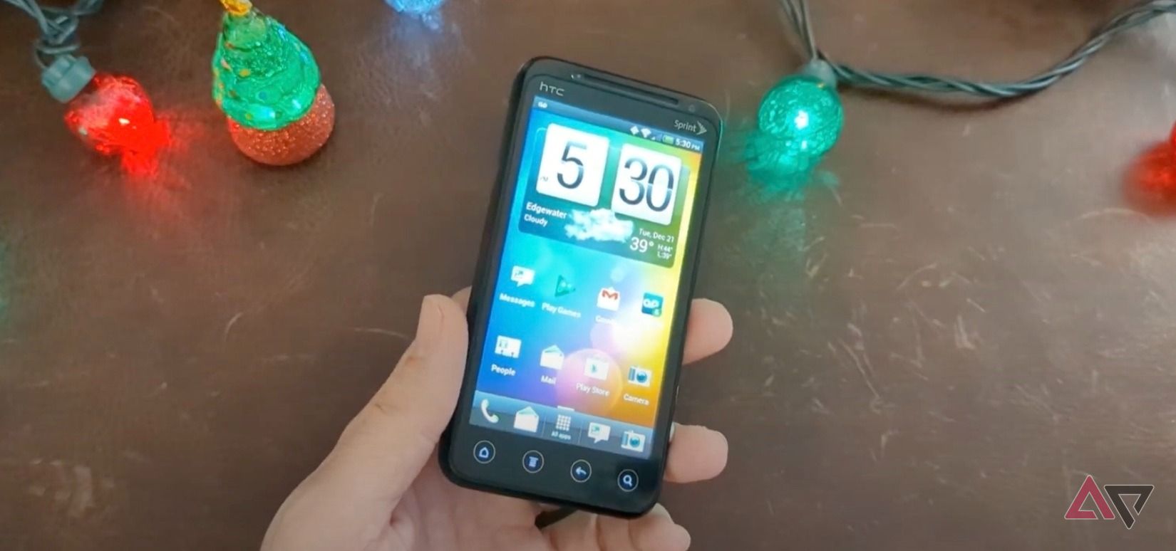 HTC Evo 3d against a desk