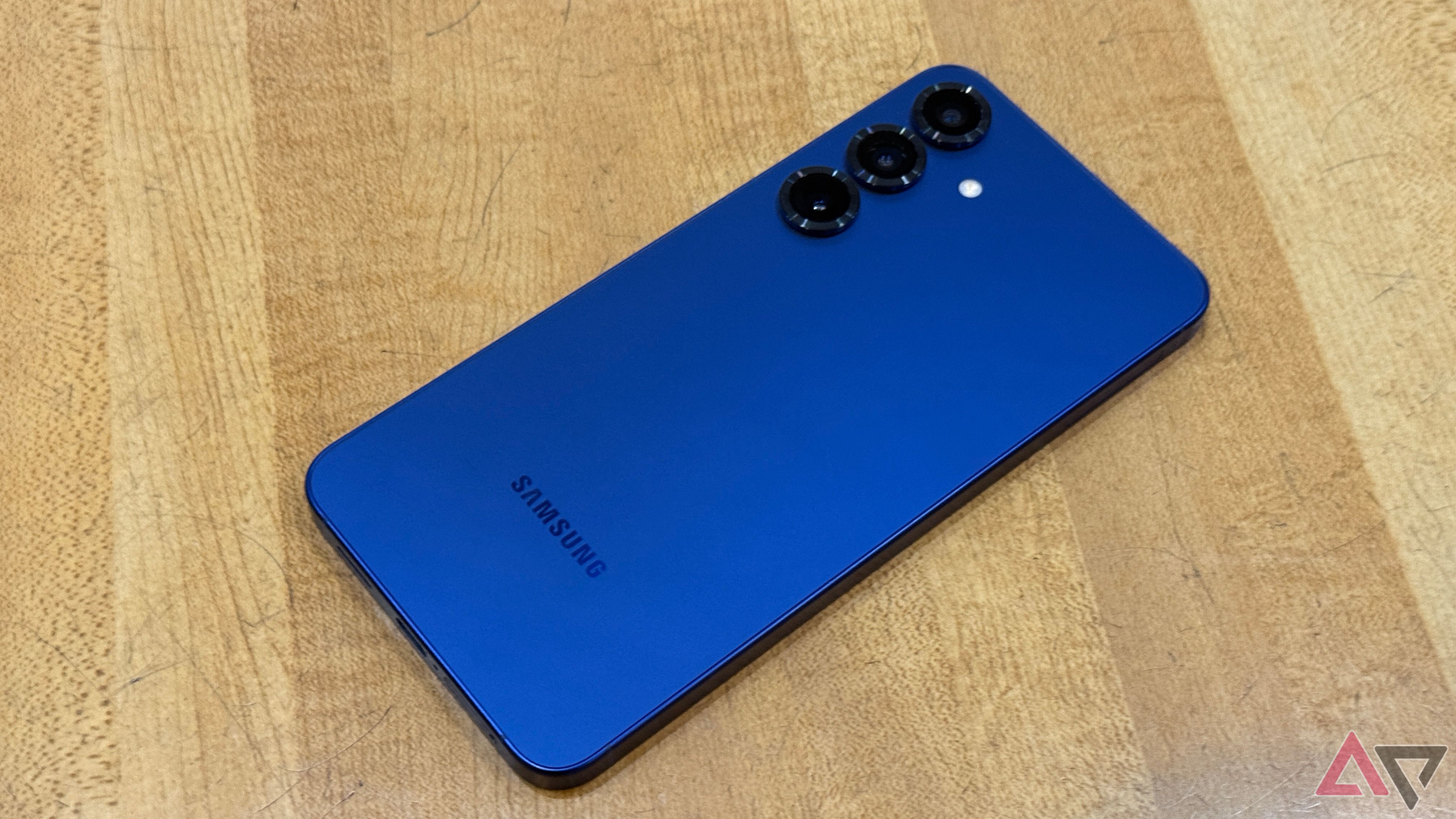 Samsung Galaxy S25+ against wooden bowling alley approach