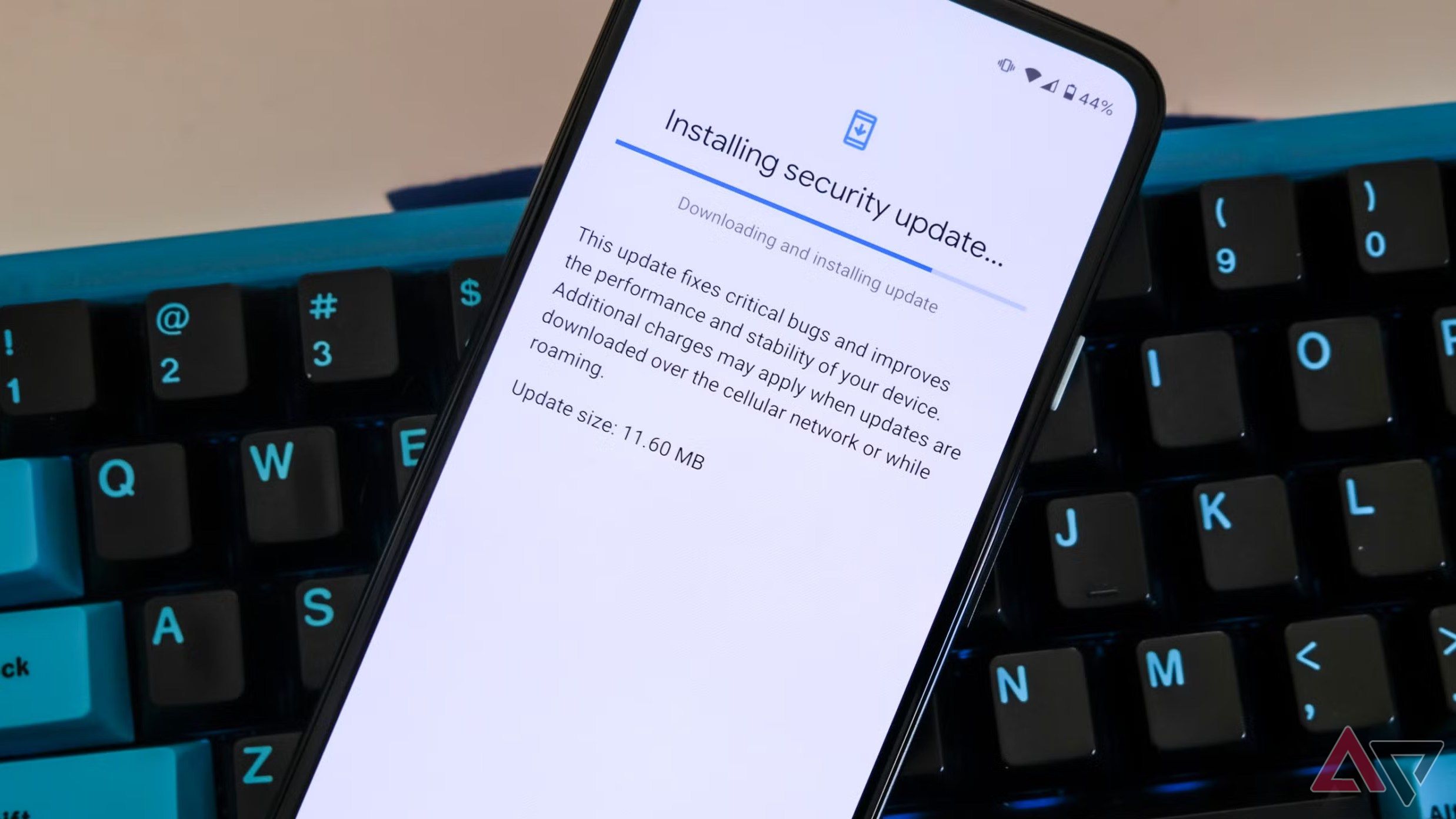 A Pixel 4a installing a security patch.