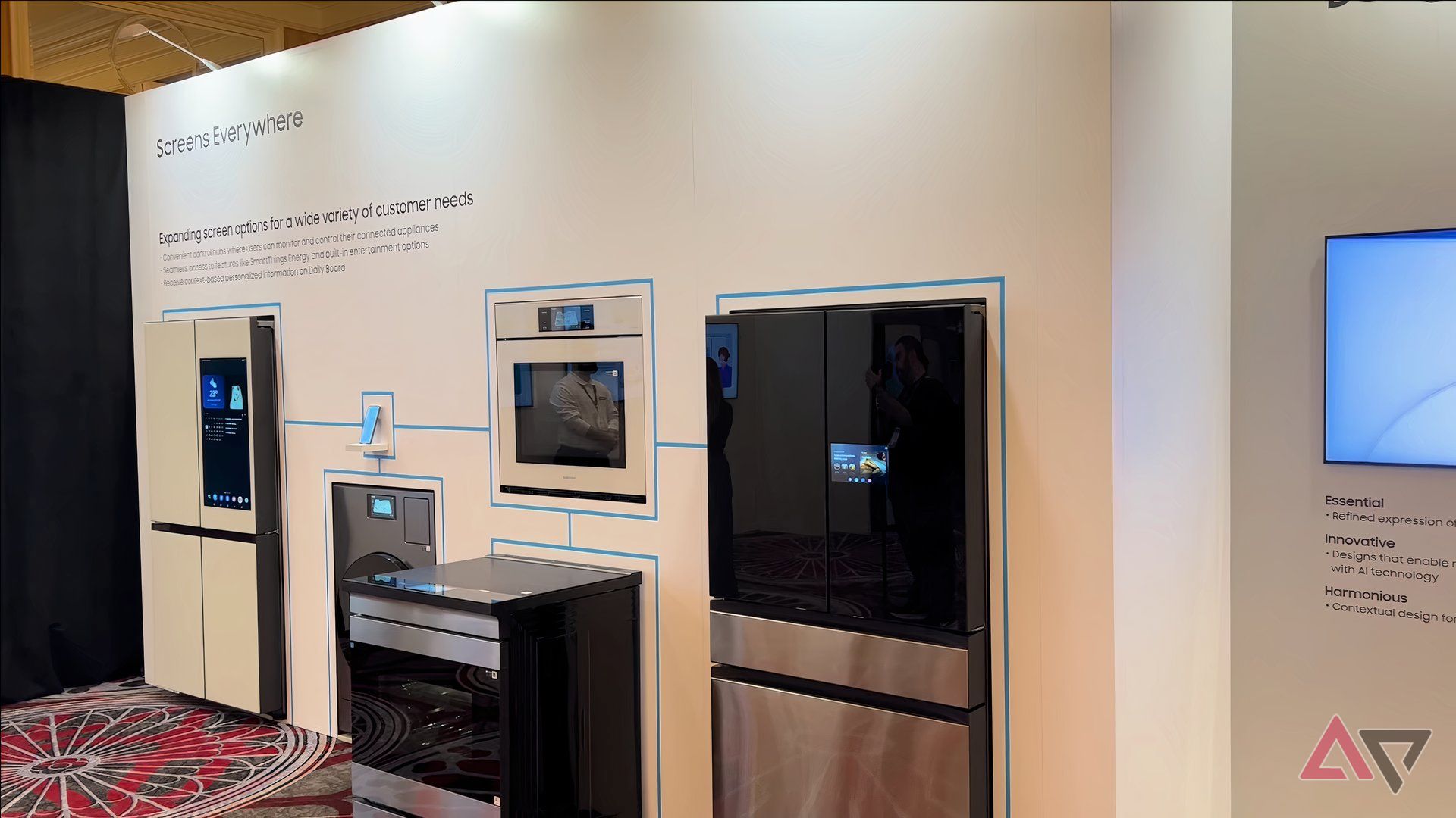 Samsung SmartThings oven, microwave, and fridges on display
