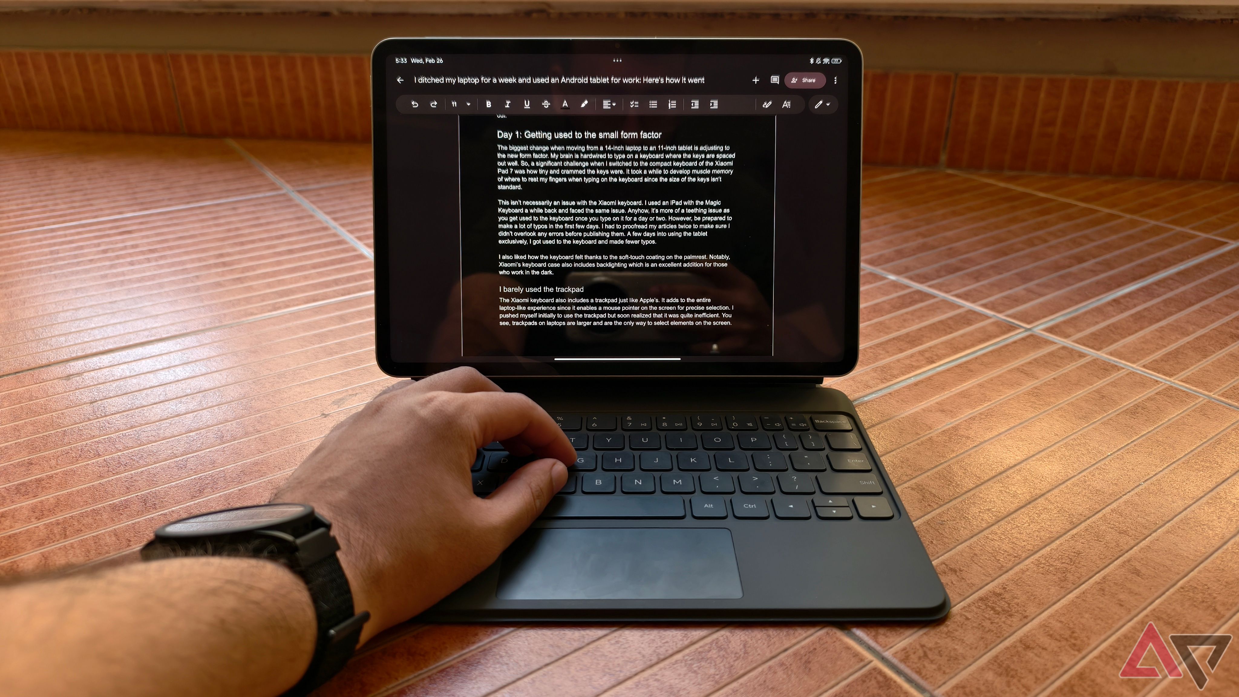 Typing on Xiaomi Pad 7