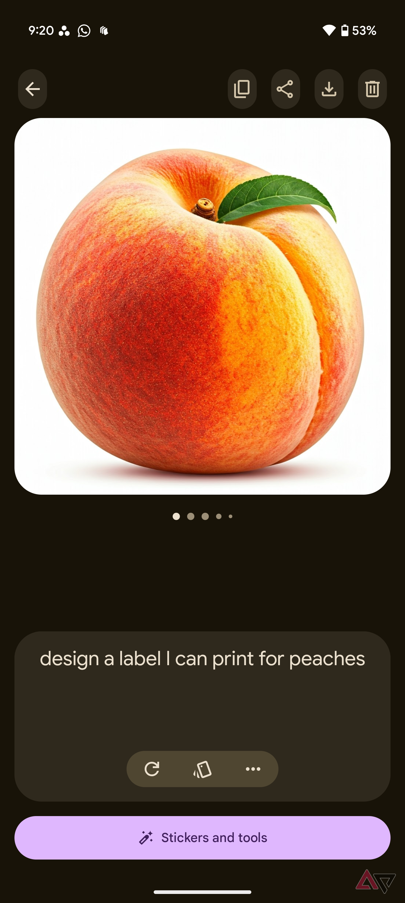 Peach label created with Pixel Studio