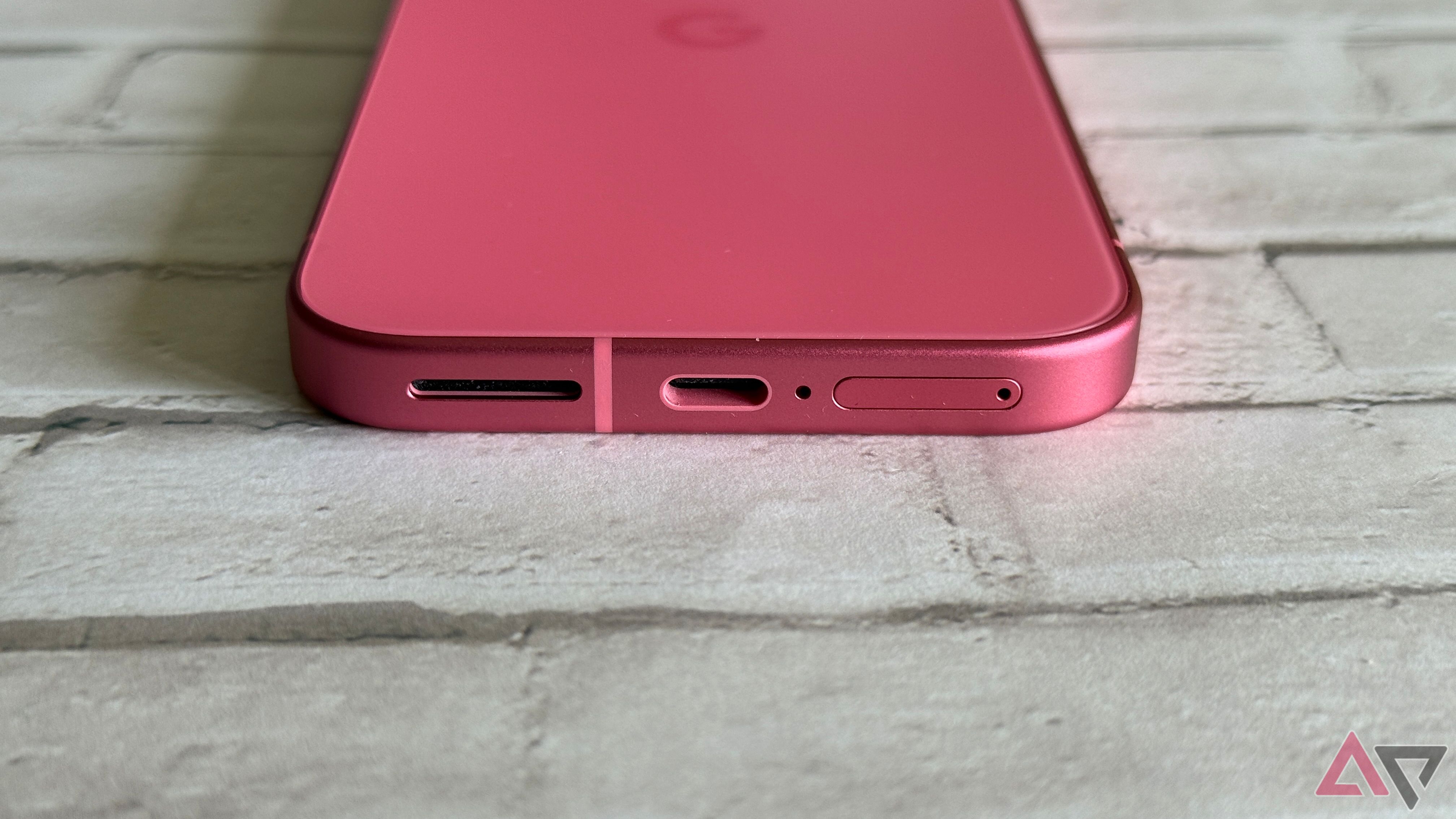 USB-C port on the Google Pixel 9a in Peony