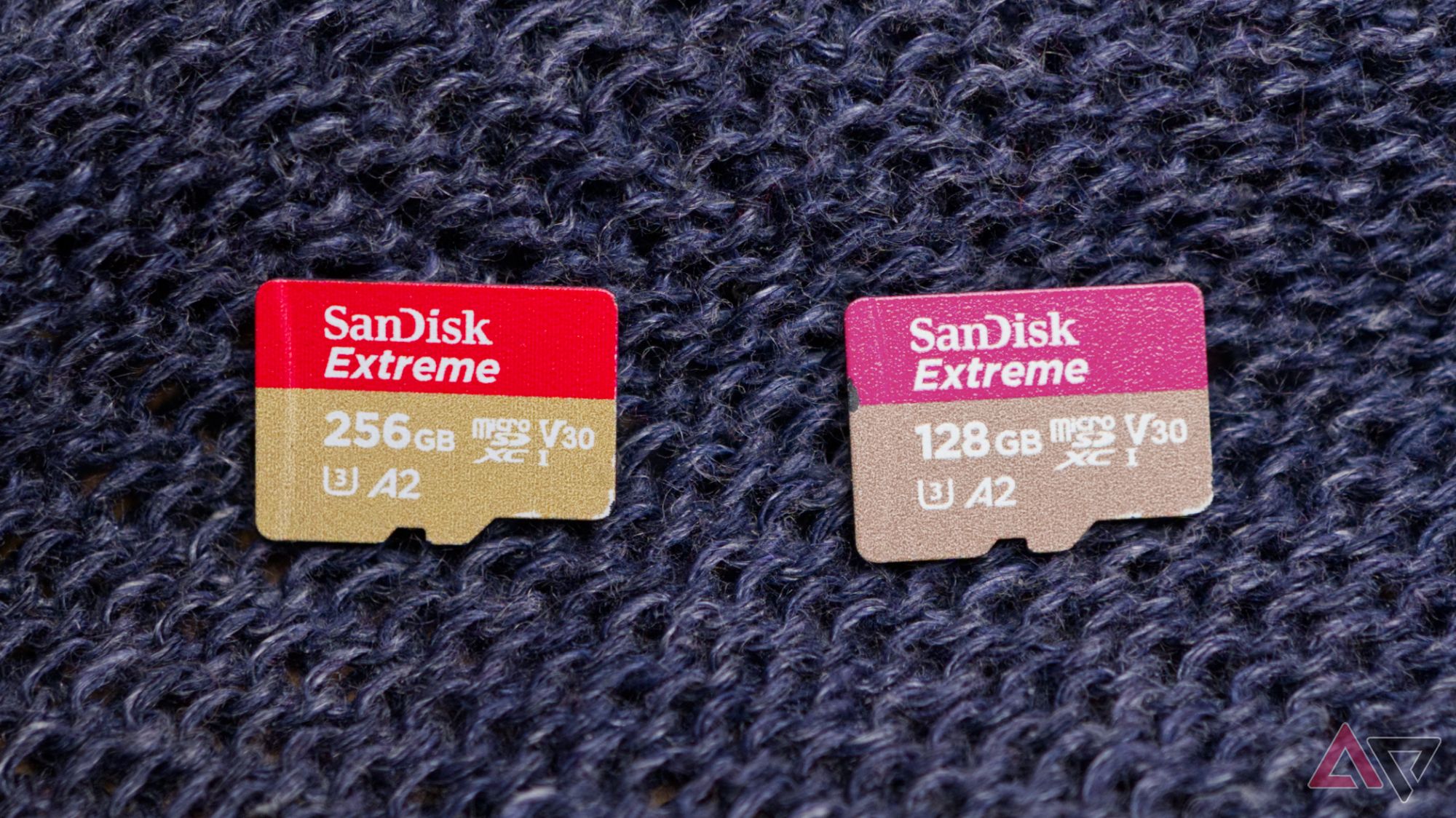 Two SD cards next to each other, but one is off-color and appears to be fake