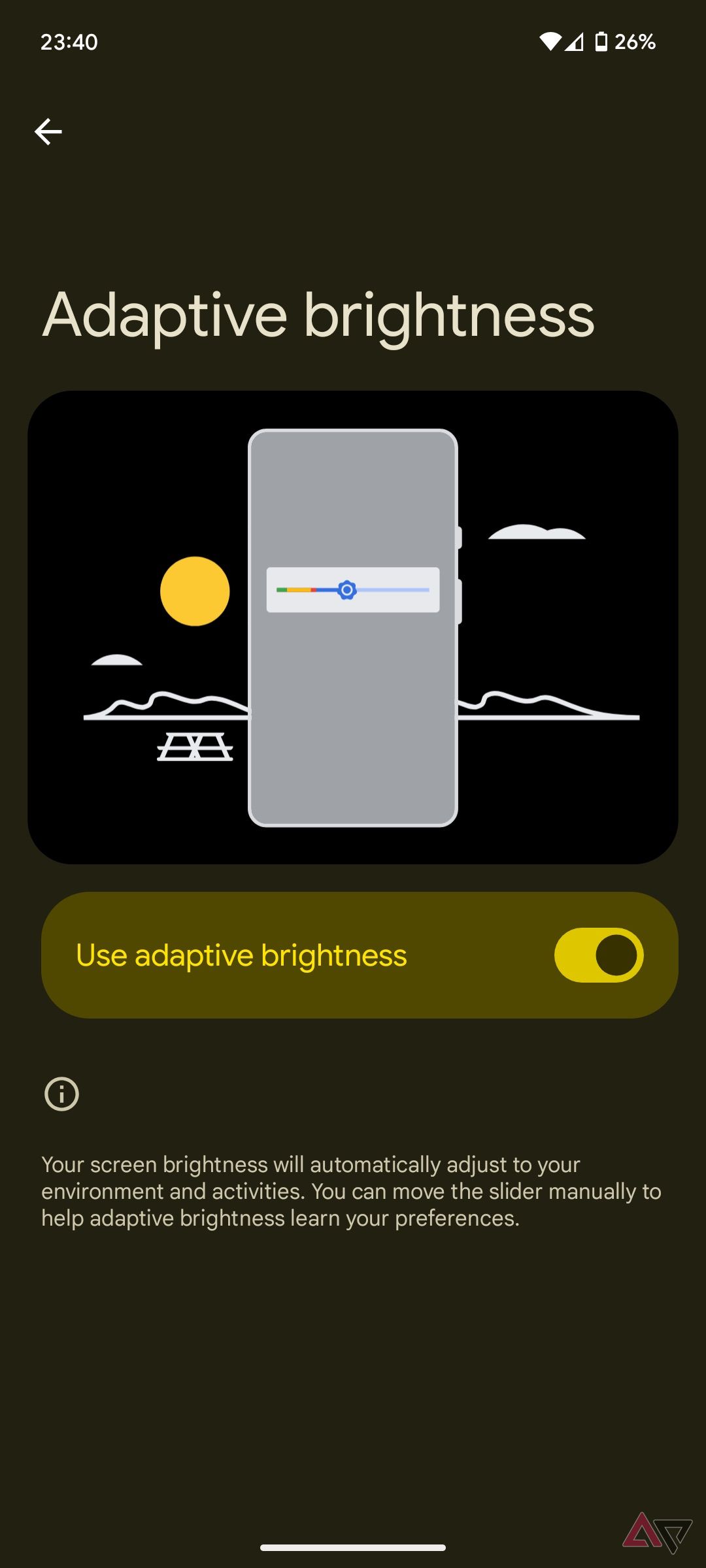 Adaptive brightness on Pixel