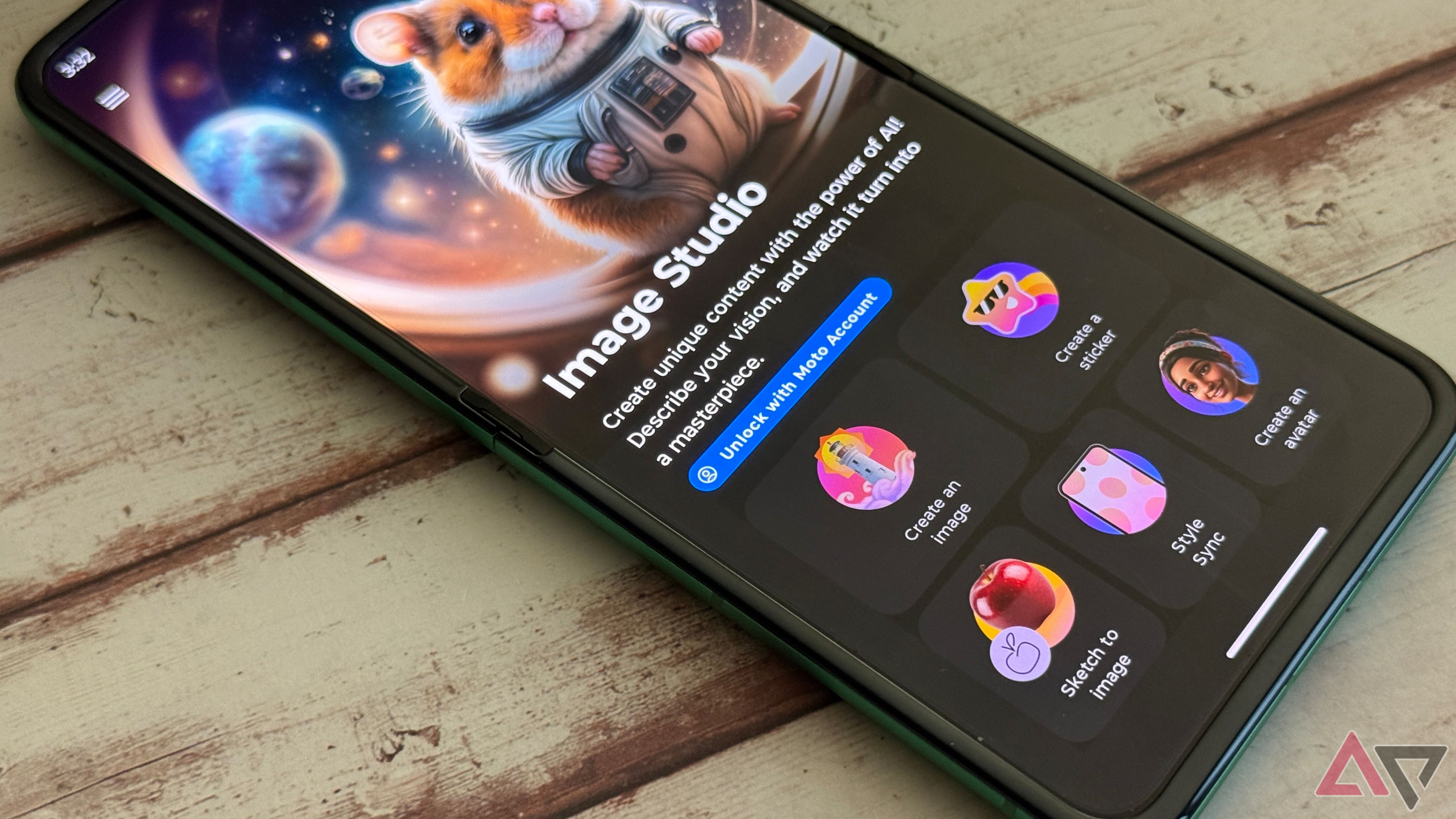Moto AI Image Studio setup screen on the Motorola Razr 2025