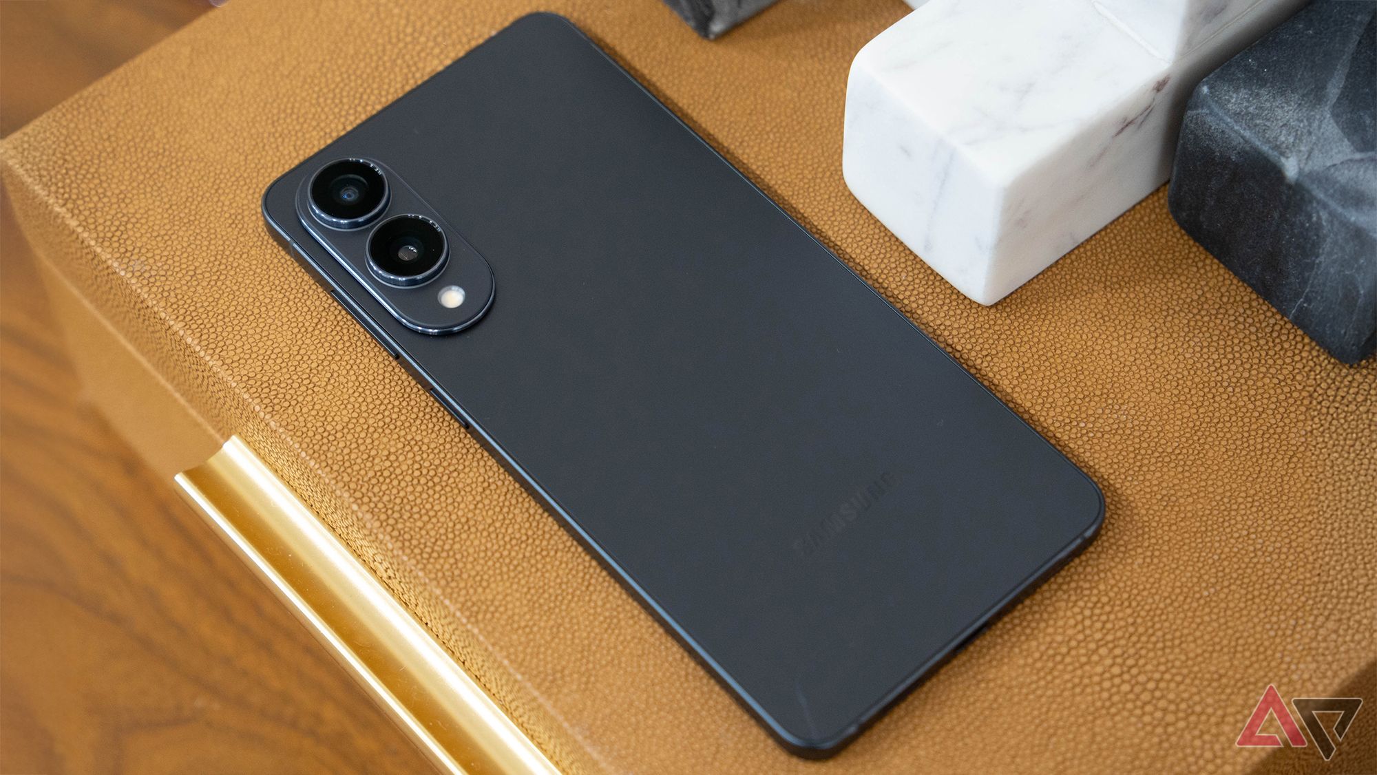 Samsung Galaxy S25 Edge lying face down on a desk