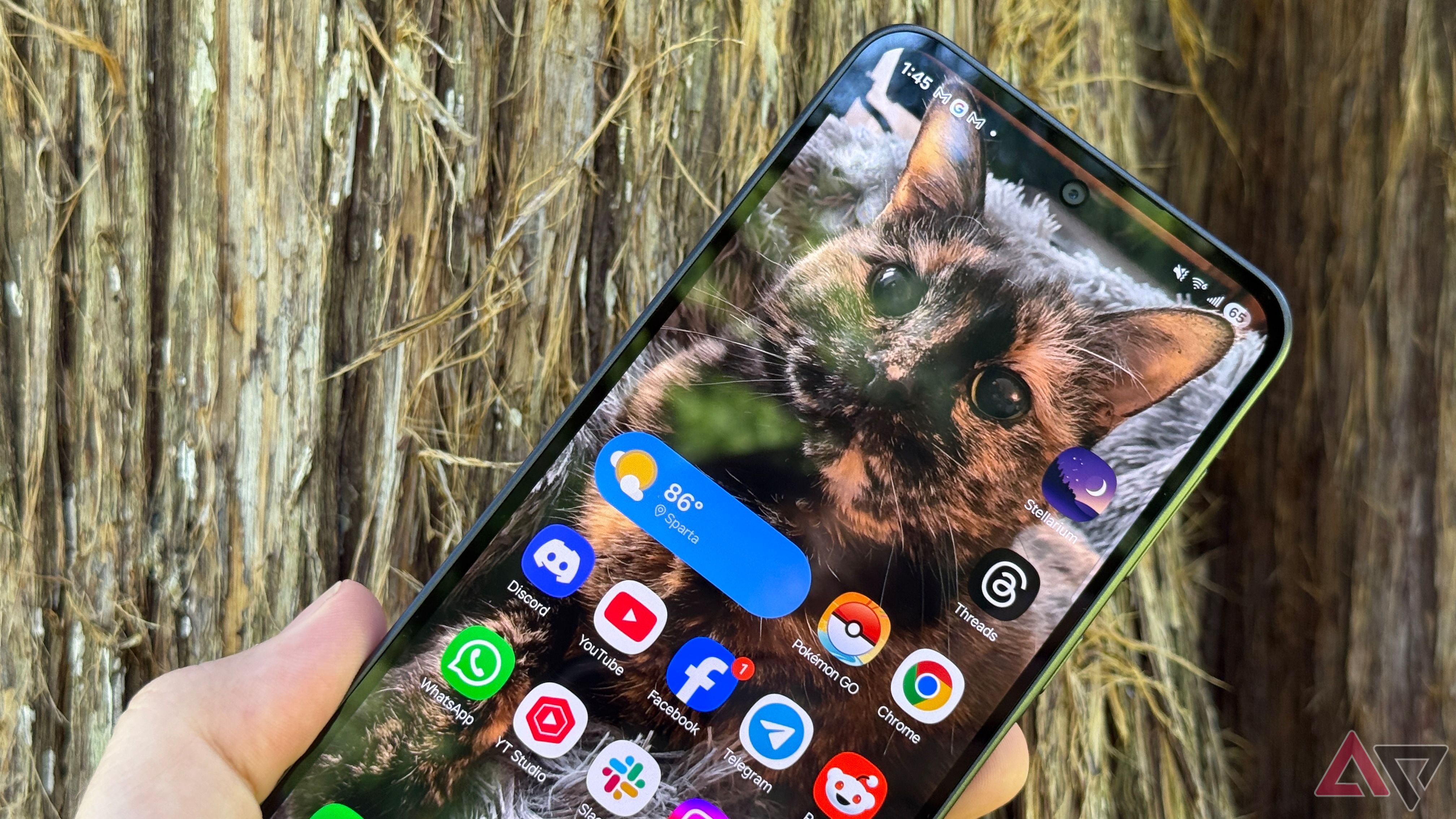 Display of the Samsung Galaxy A36 showing the home screen