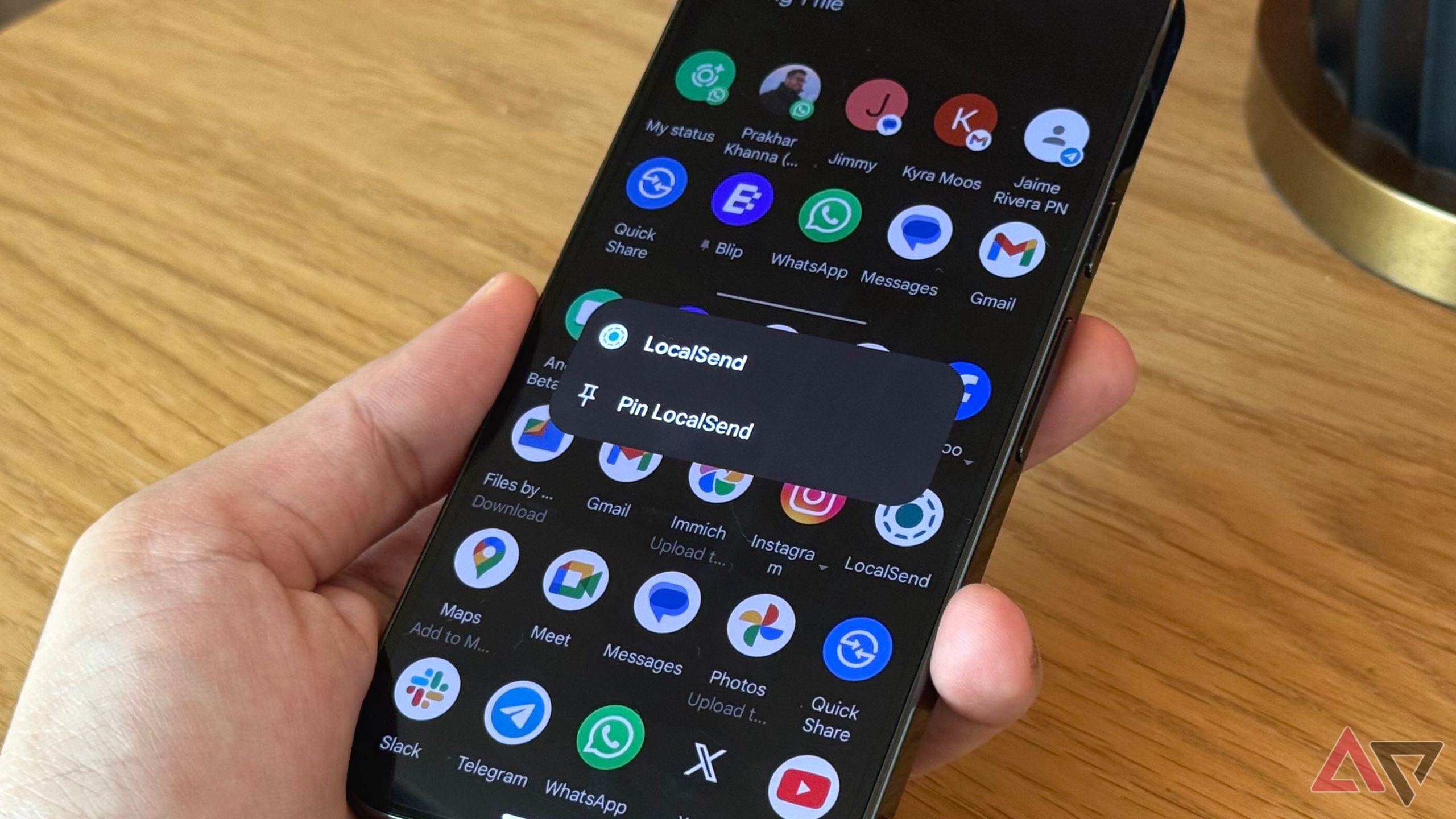 Pinning apps in Android's share sheet menu