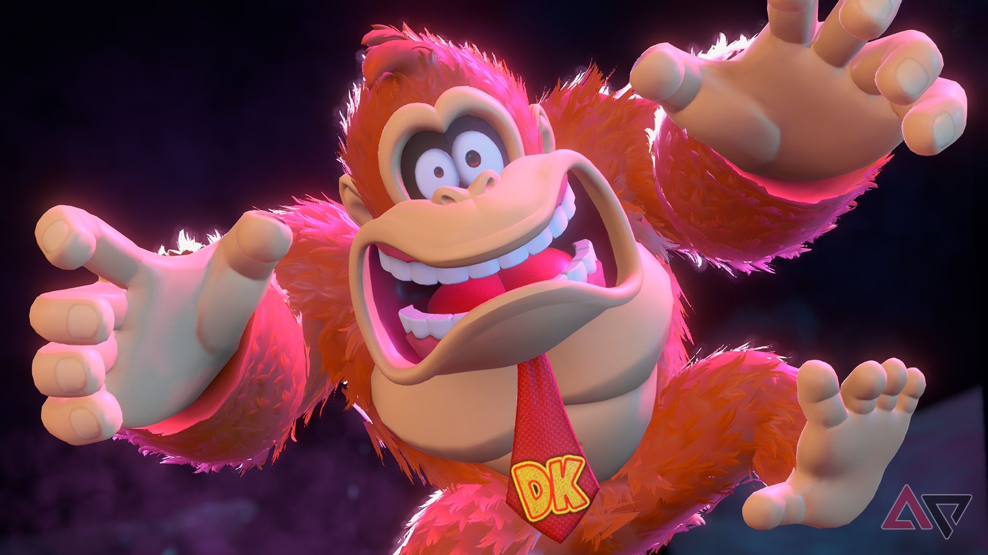 Donkey Kong looks shocked in Donkey-Kong-Bananza